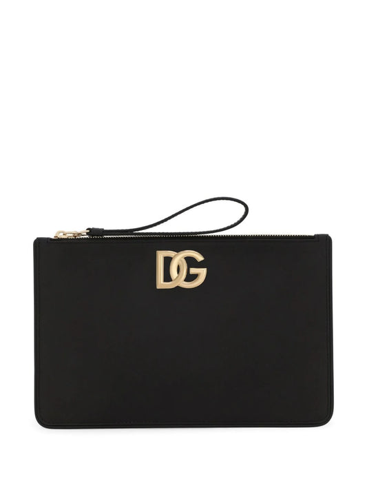 DG-logo leather clutch bag