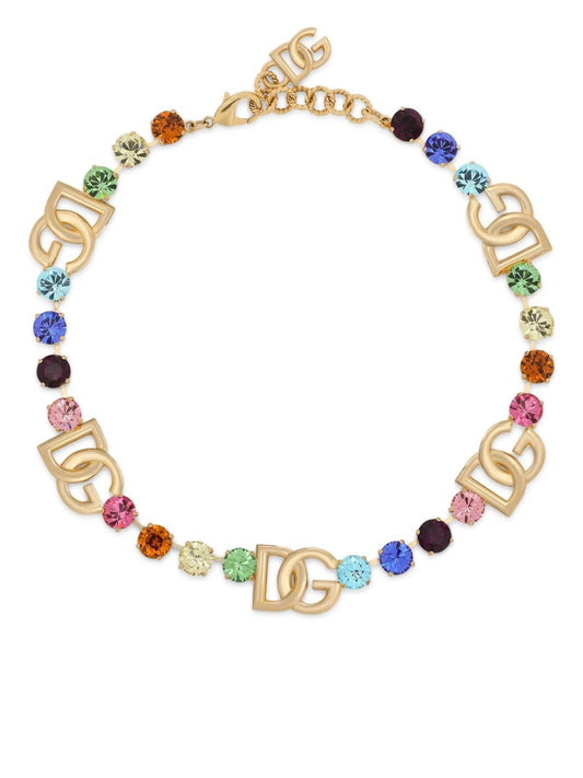 DG-logo rhinestone-embellished necklace