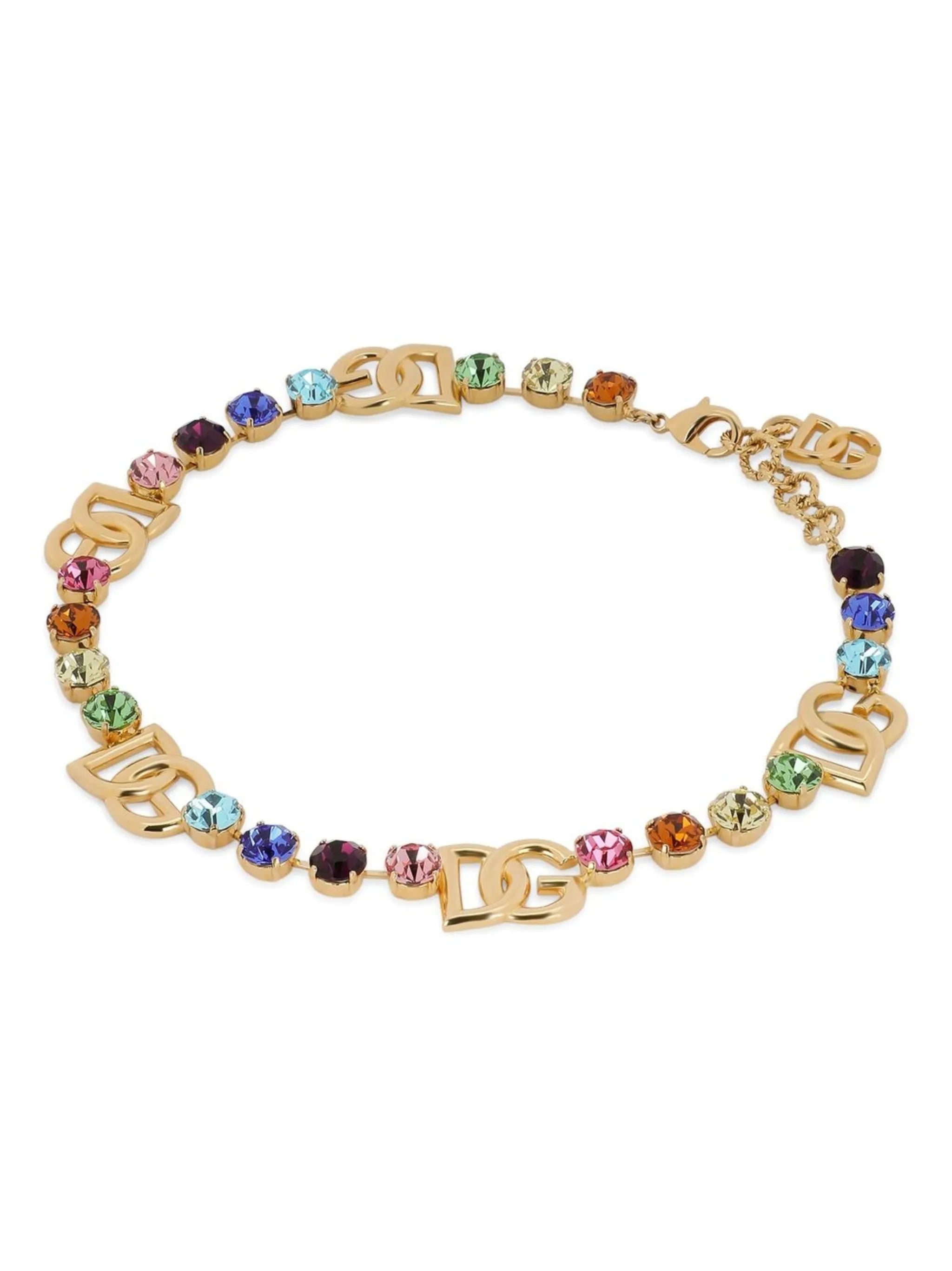 DG-logo rhinestone-embellished necklace
