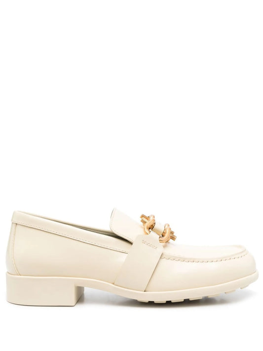 almond-toe leather loafers