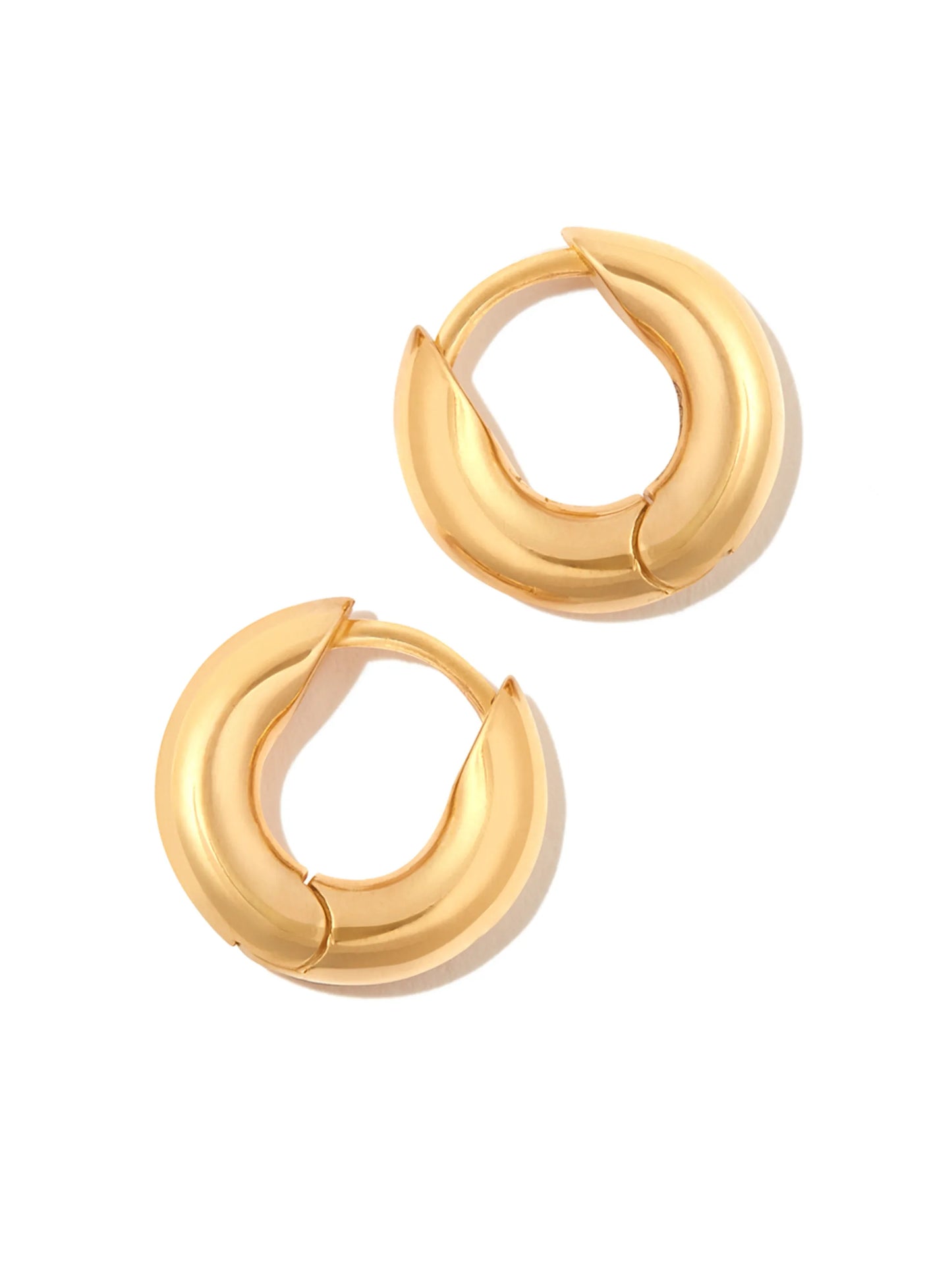 gold-plated thick hoop earrings