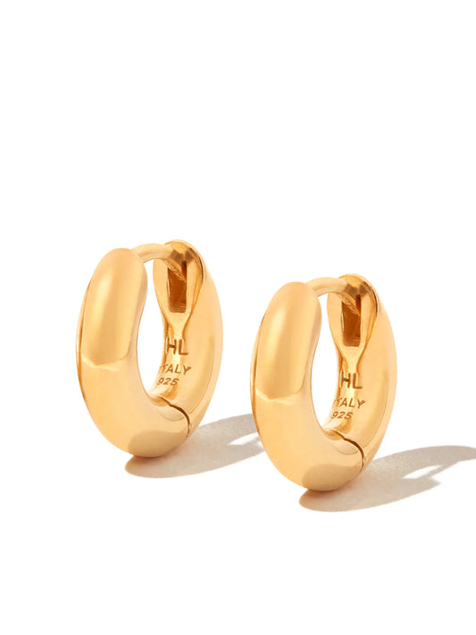 gold-plated thick hoop earrings