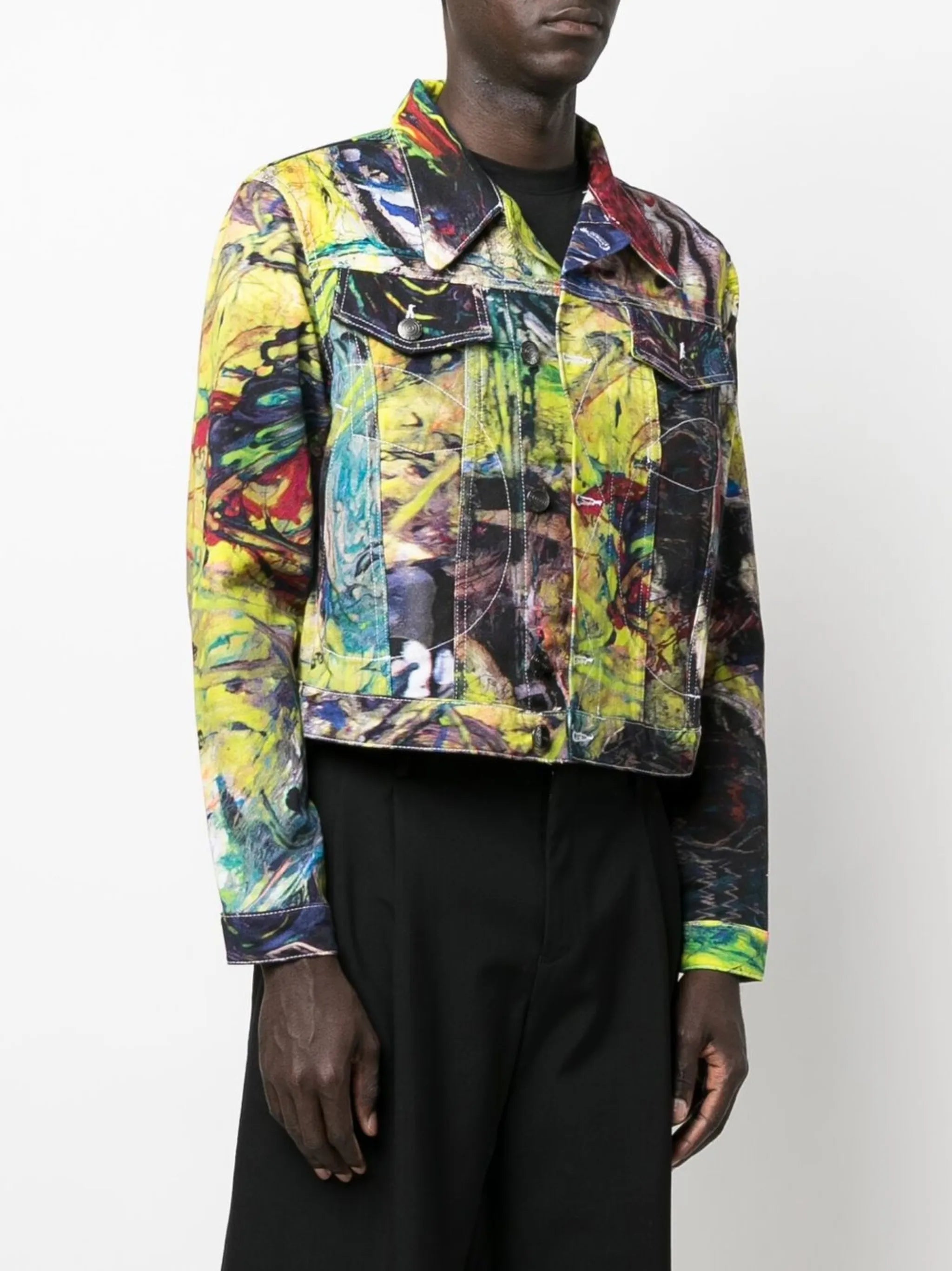 graphic-print biker jacket