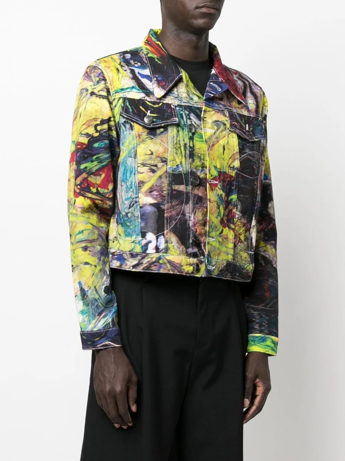 graphic-print biker jacket