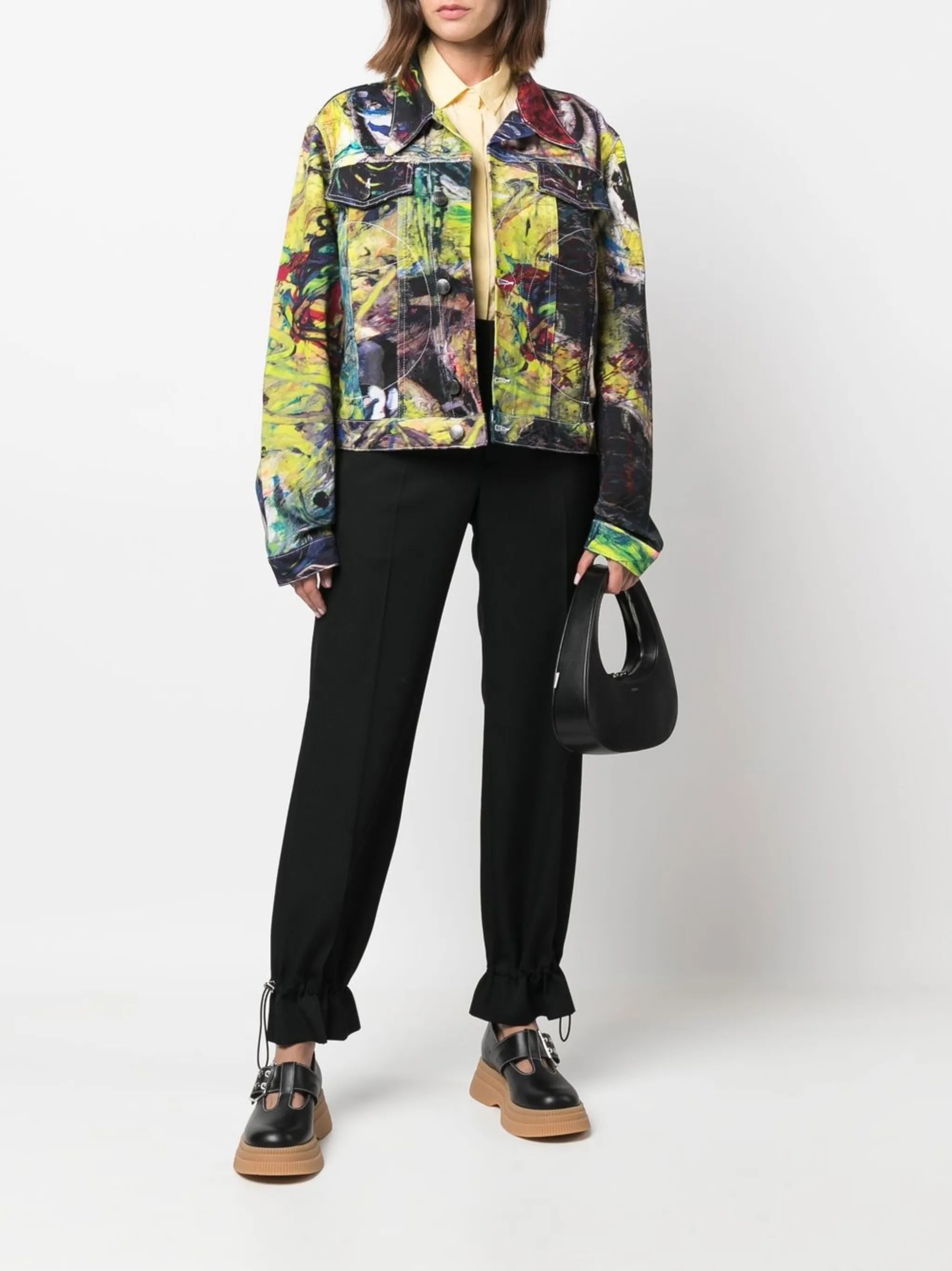 graphic-print biker jacket