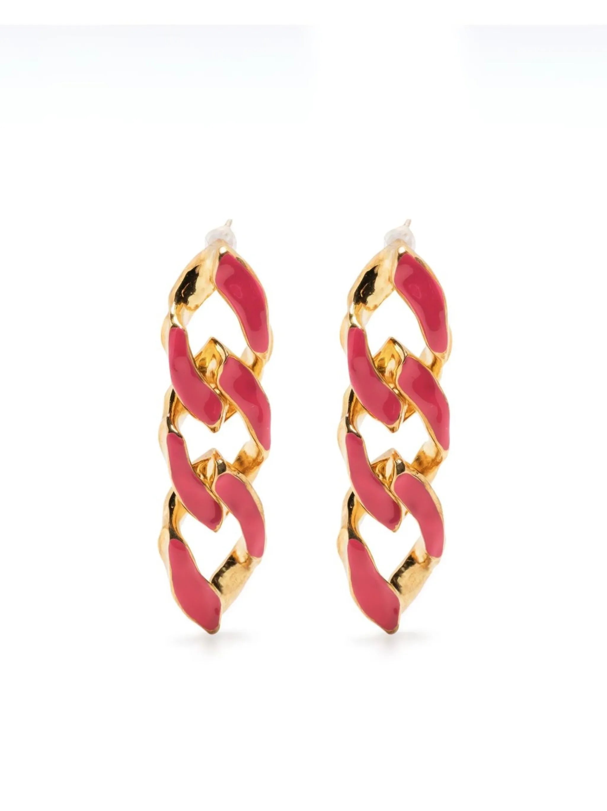 chain-link enamel earrings