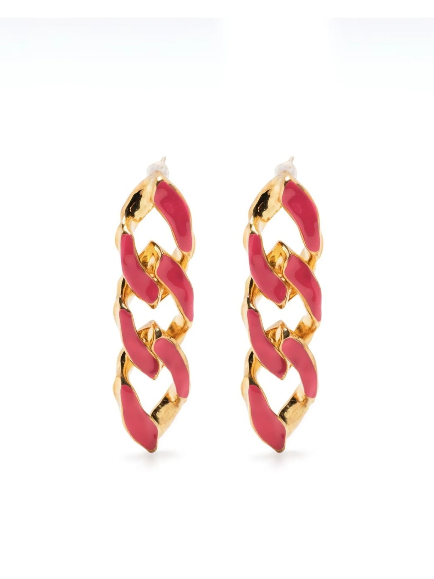 chain-link enamel earrings