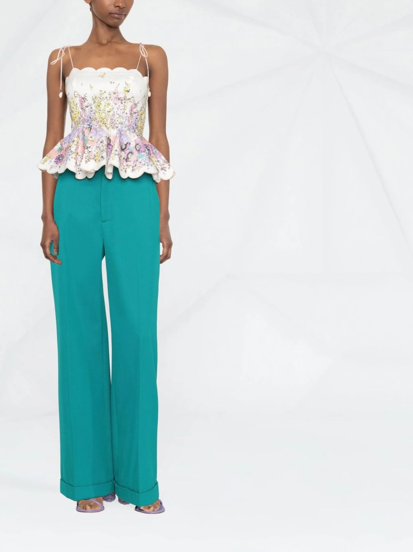 floral-print peplum top