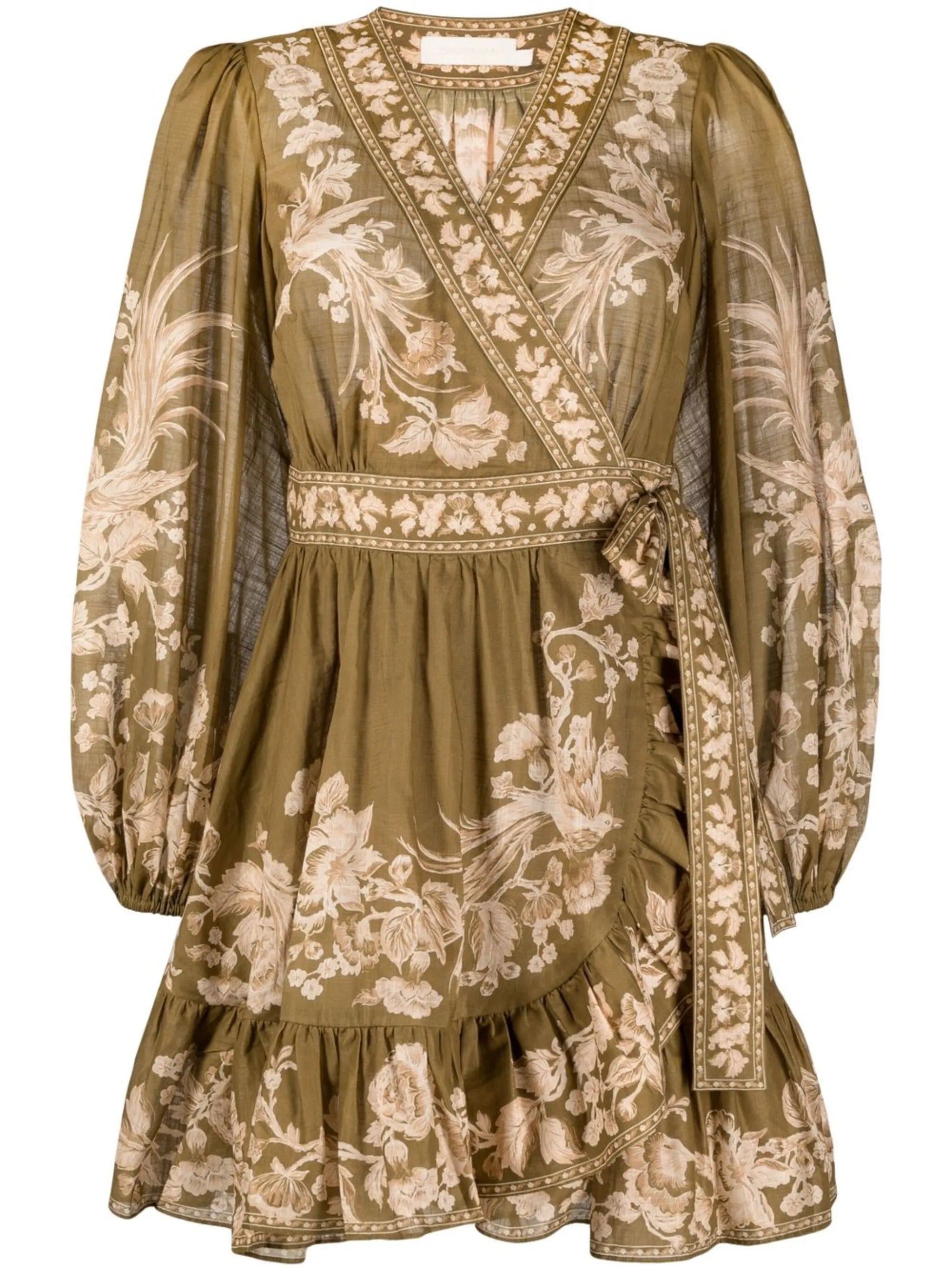 floral-print wrap dress