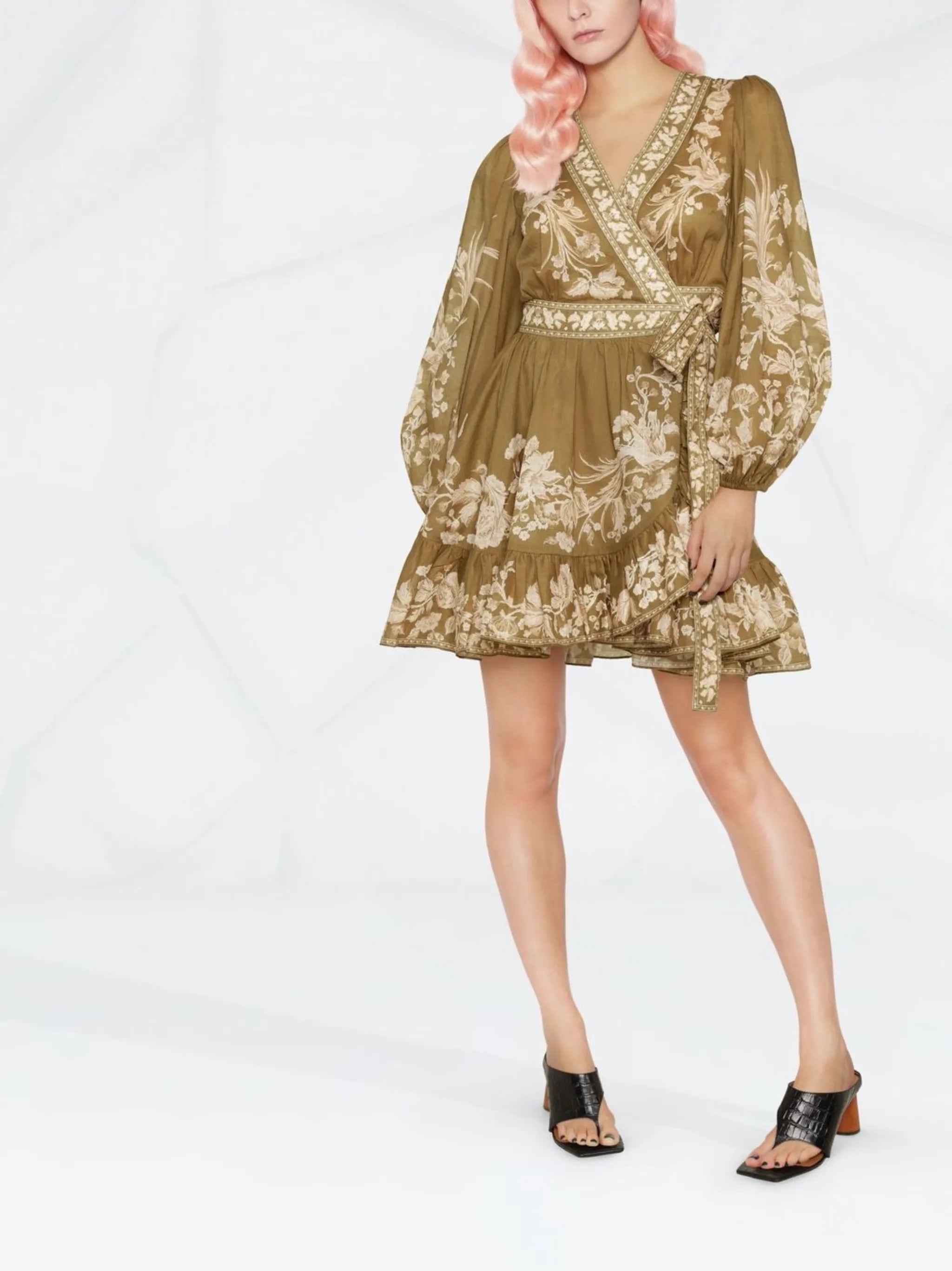floral-print wrap dress