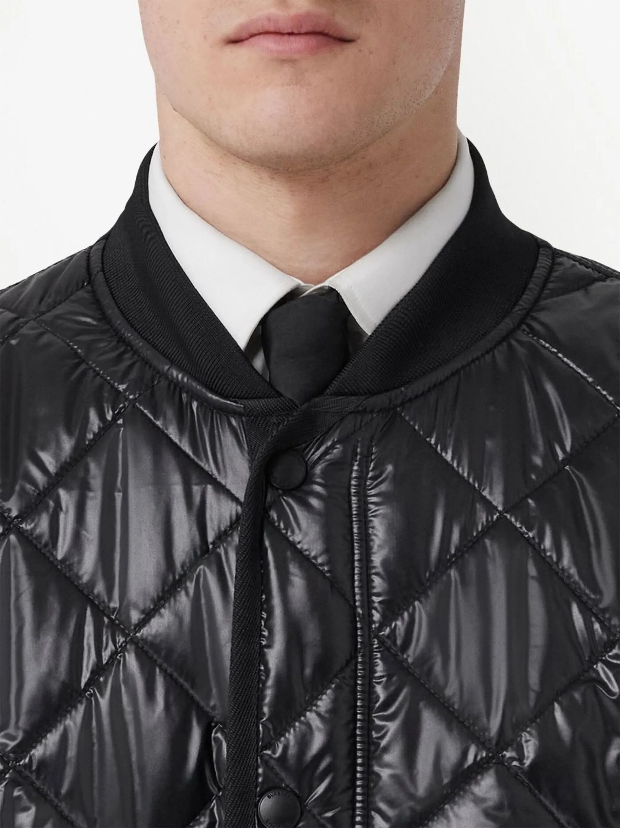 diamond-quilted bomber jacket