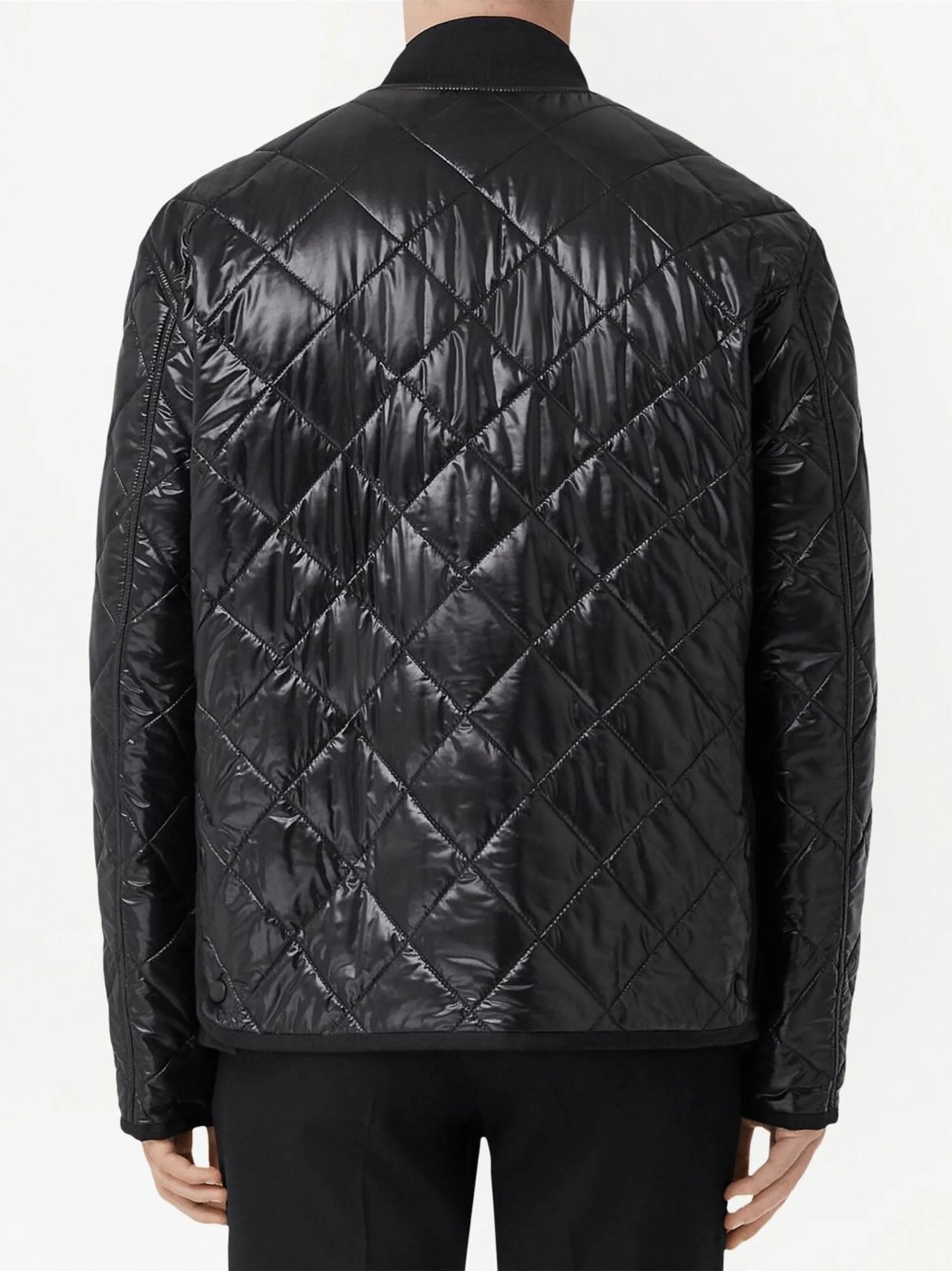 diamond-quilted bomber jacket