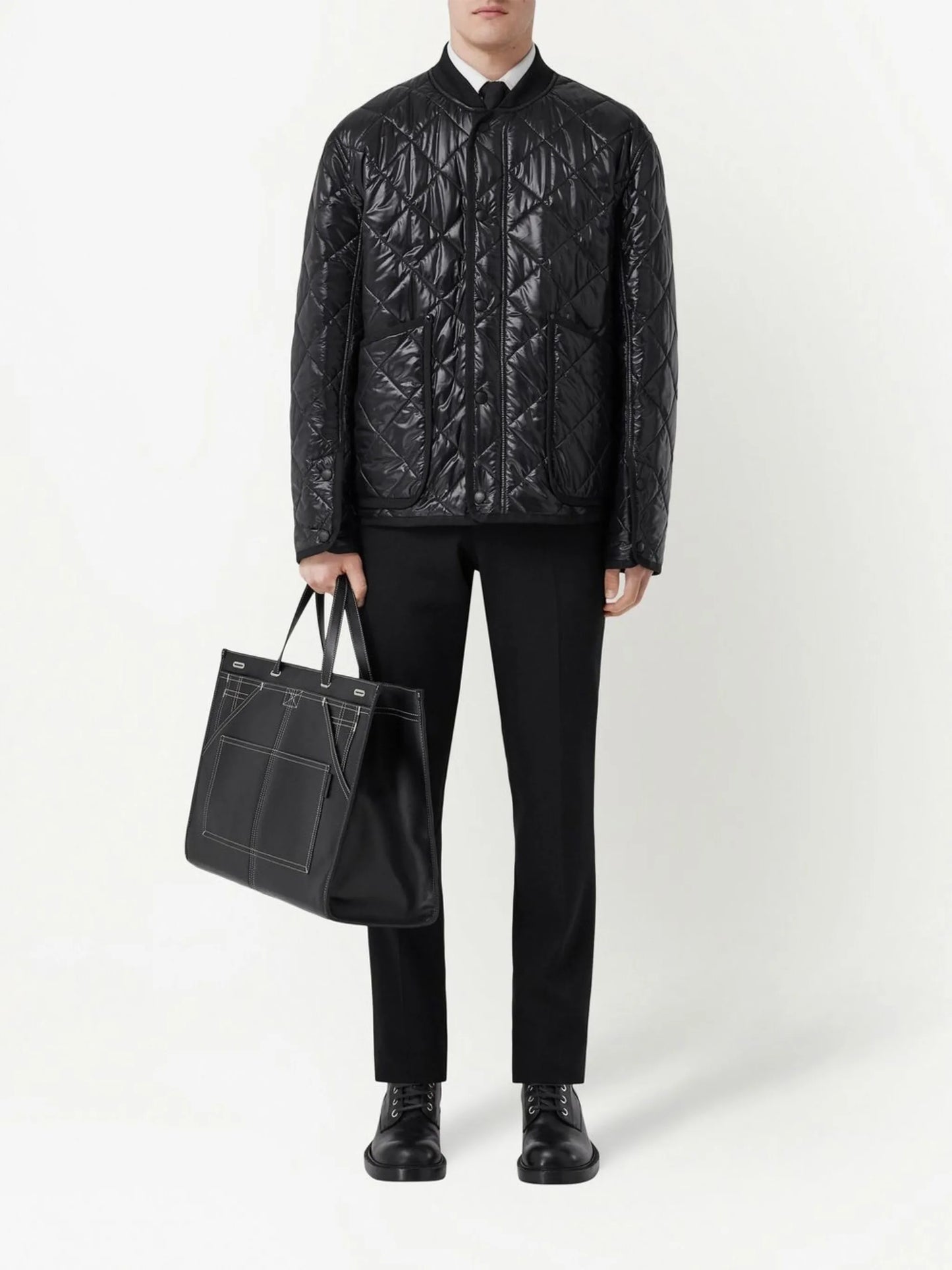 diamond-quilted bomber jacket