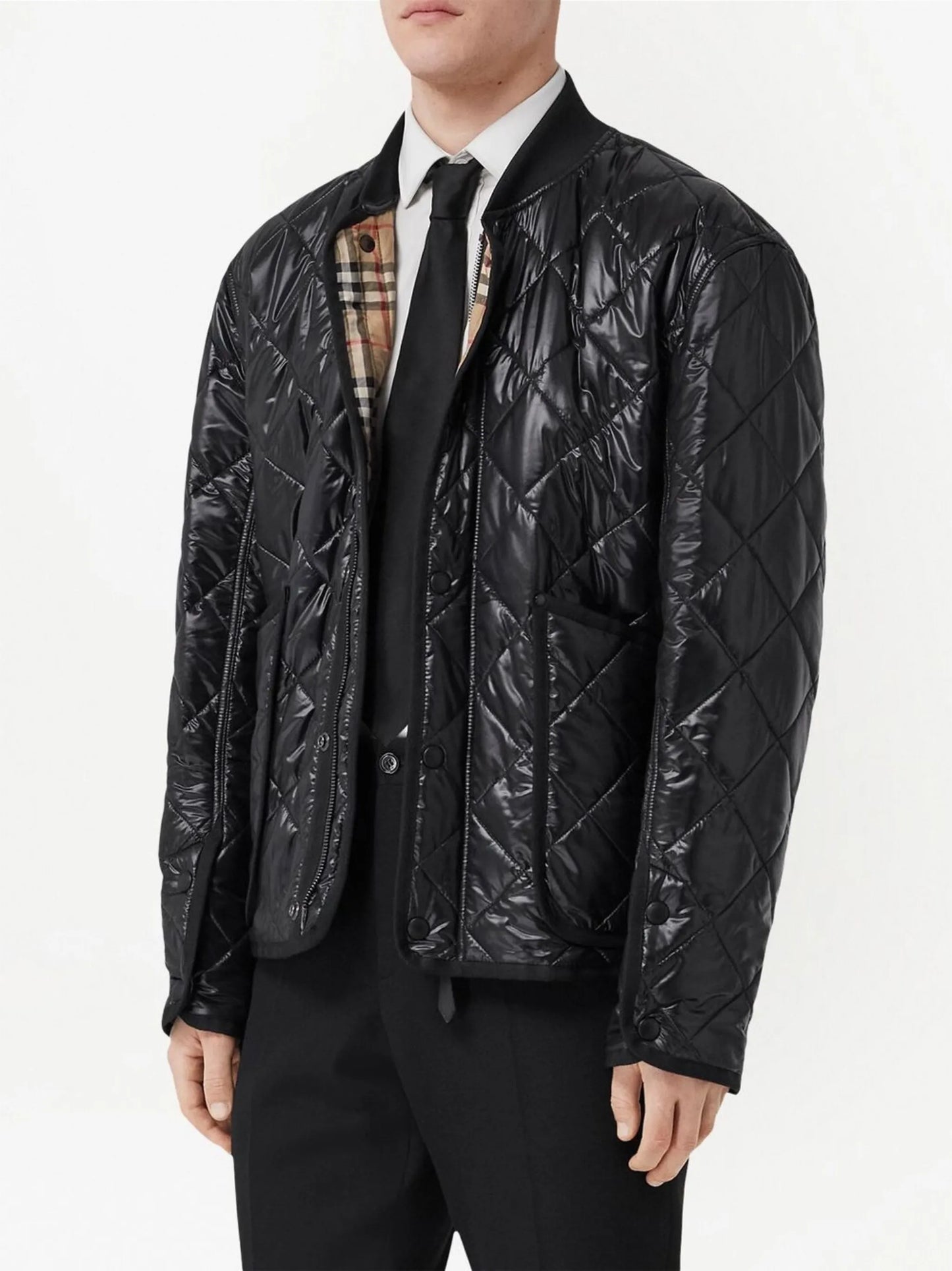diamond-quilted bomber jacket