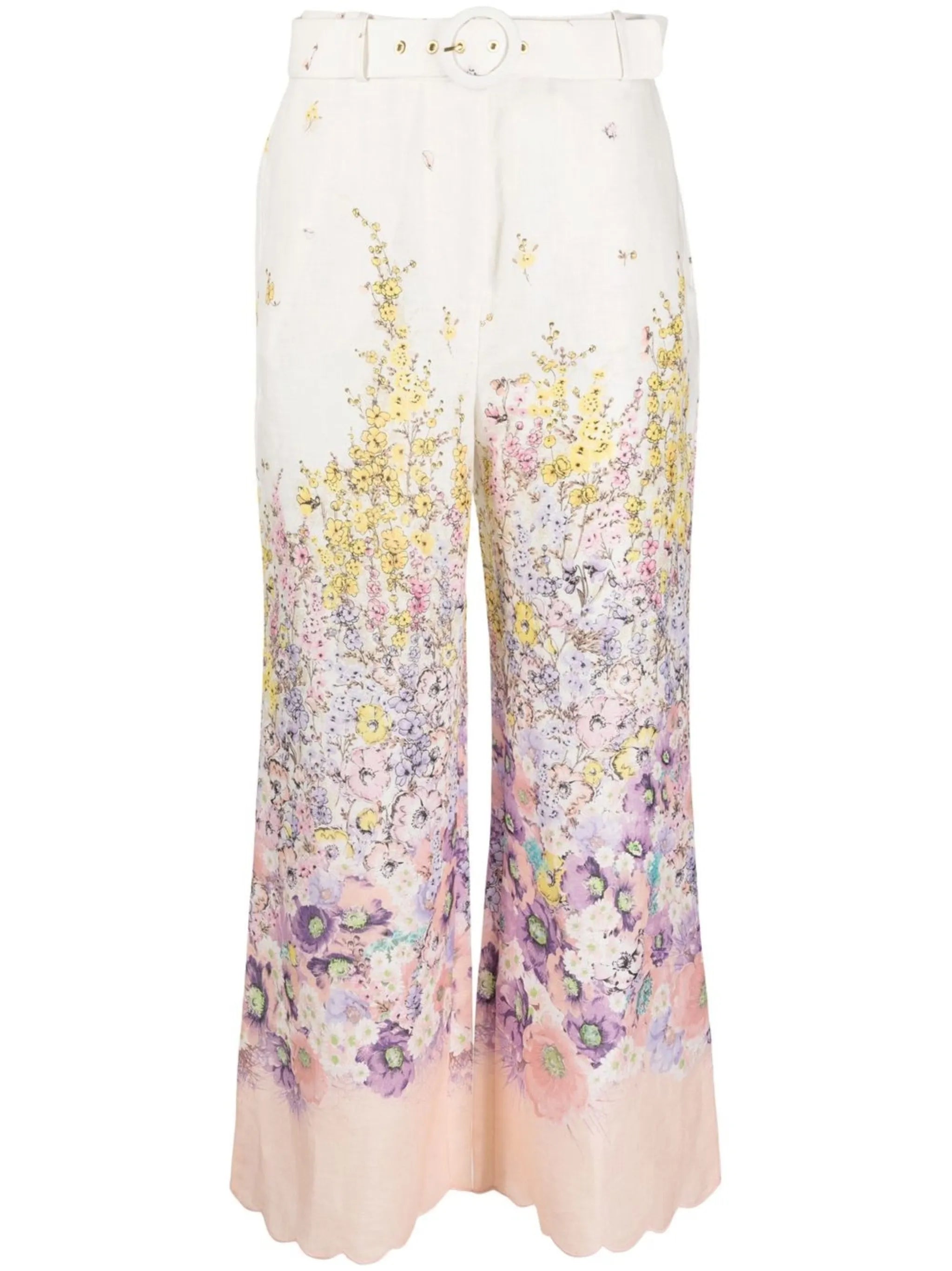 floral-print cropped trousers