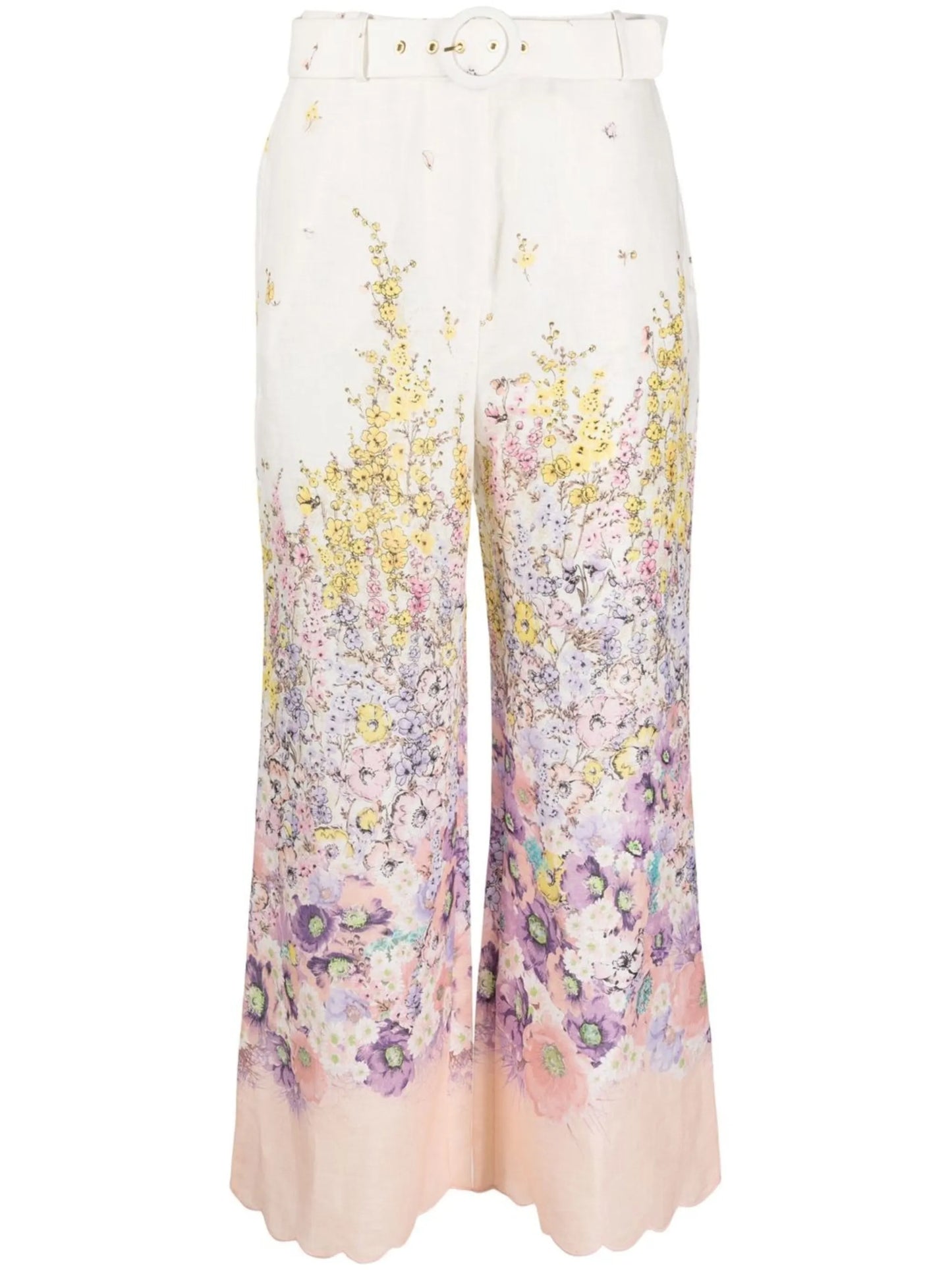 floral-print cropped trousers