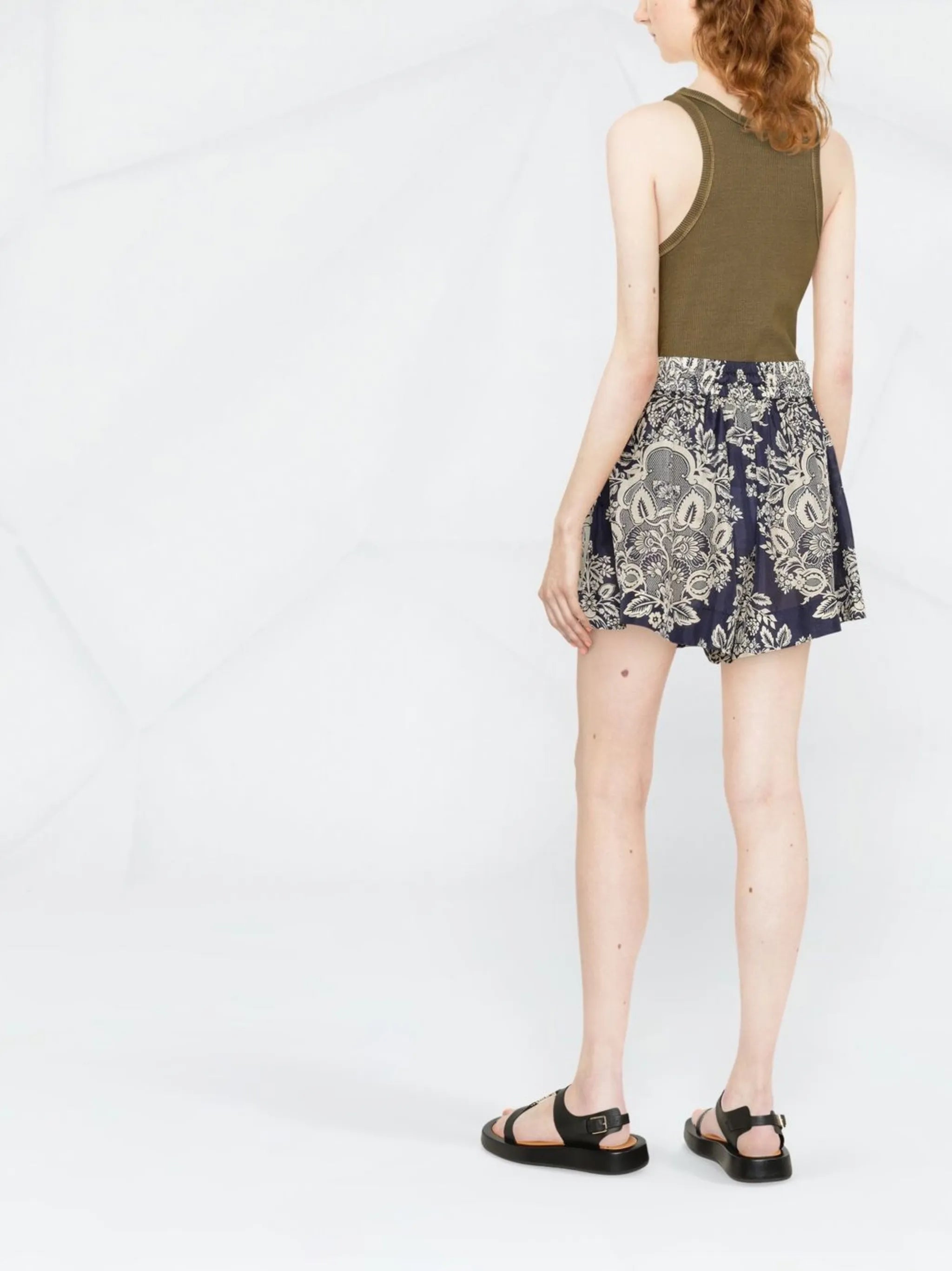 graphic-print silk shorts
