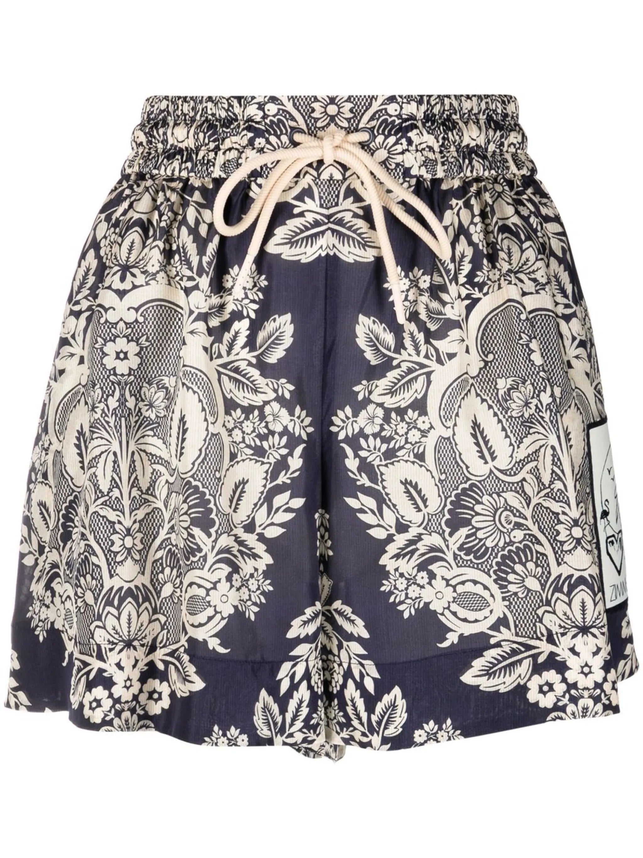 graphic-print silk shorts
