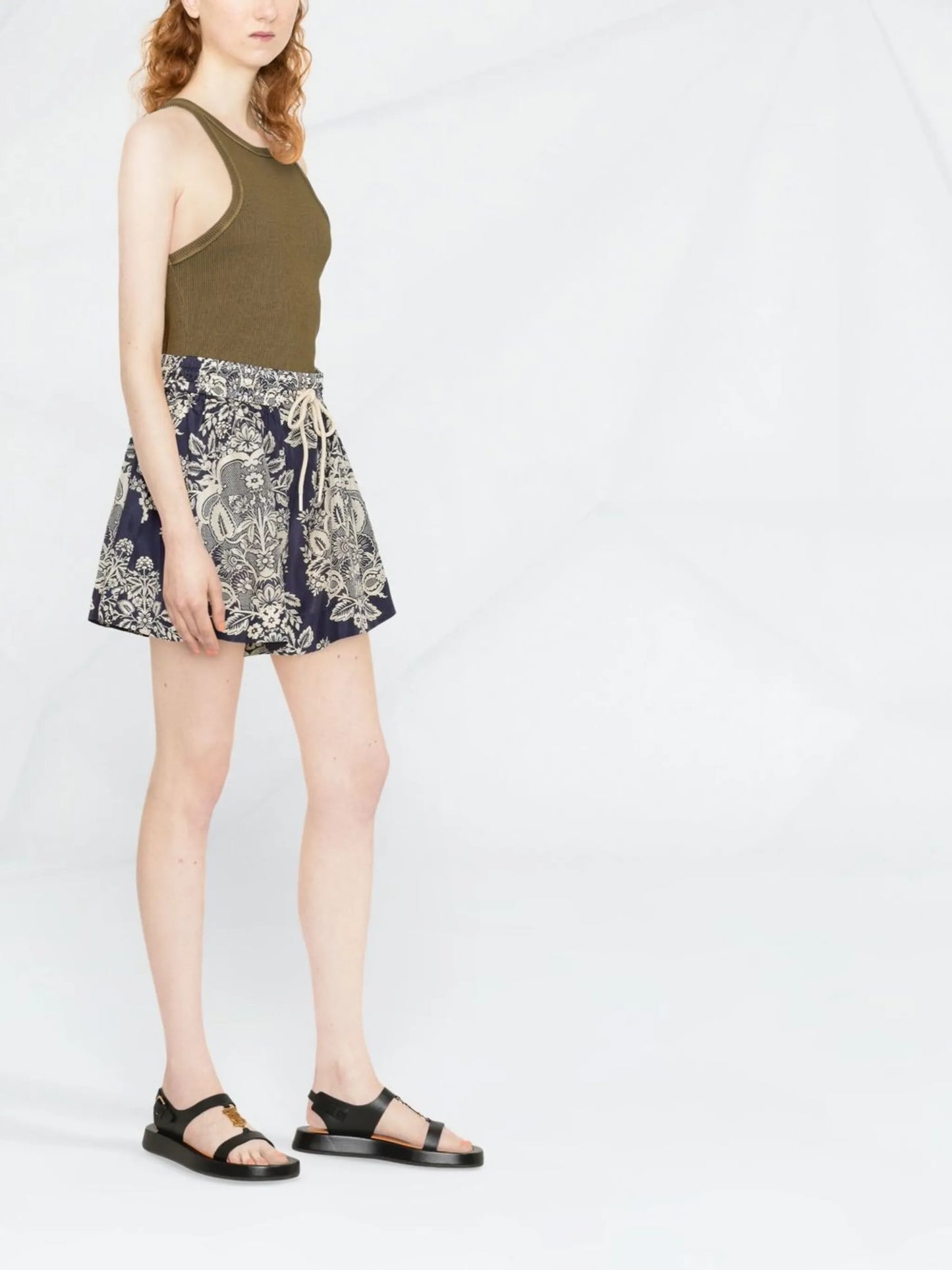 graphic-print silk shorts