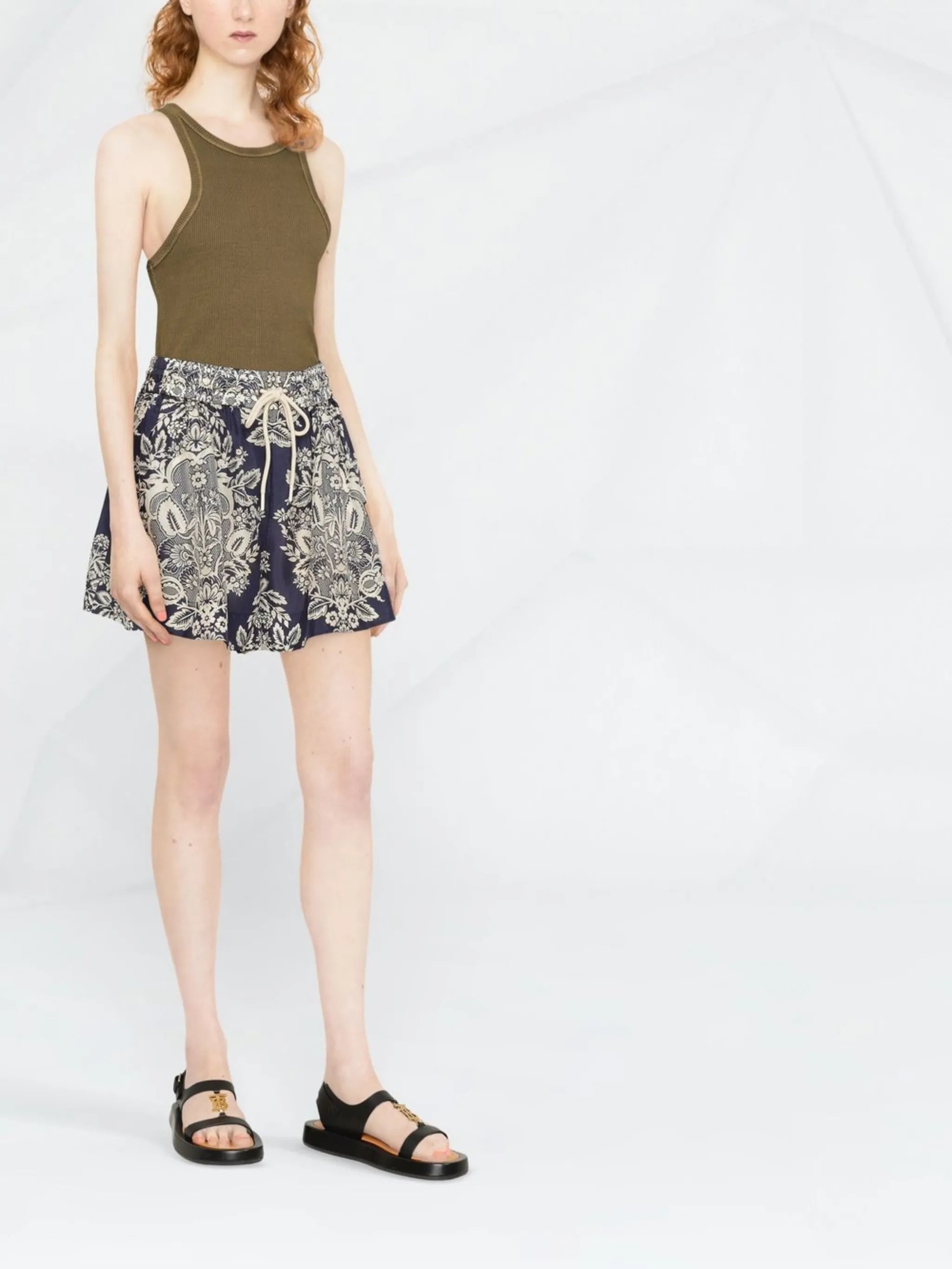 graphic-print silk shorts