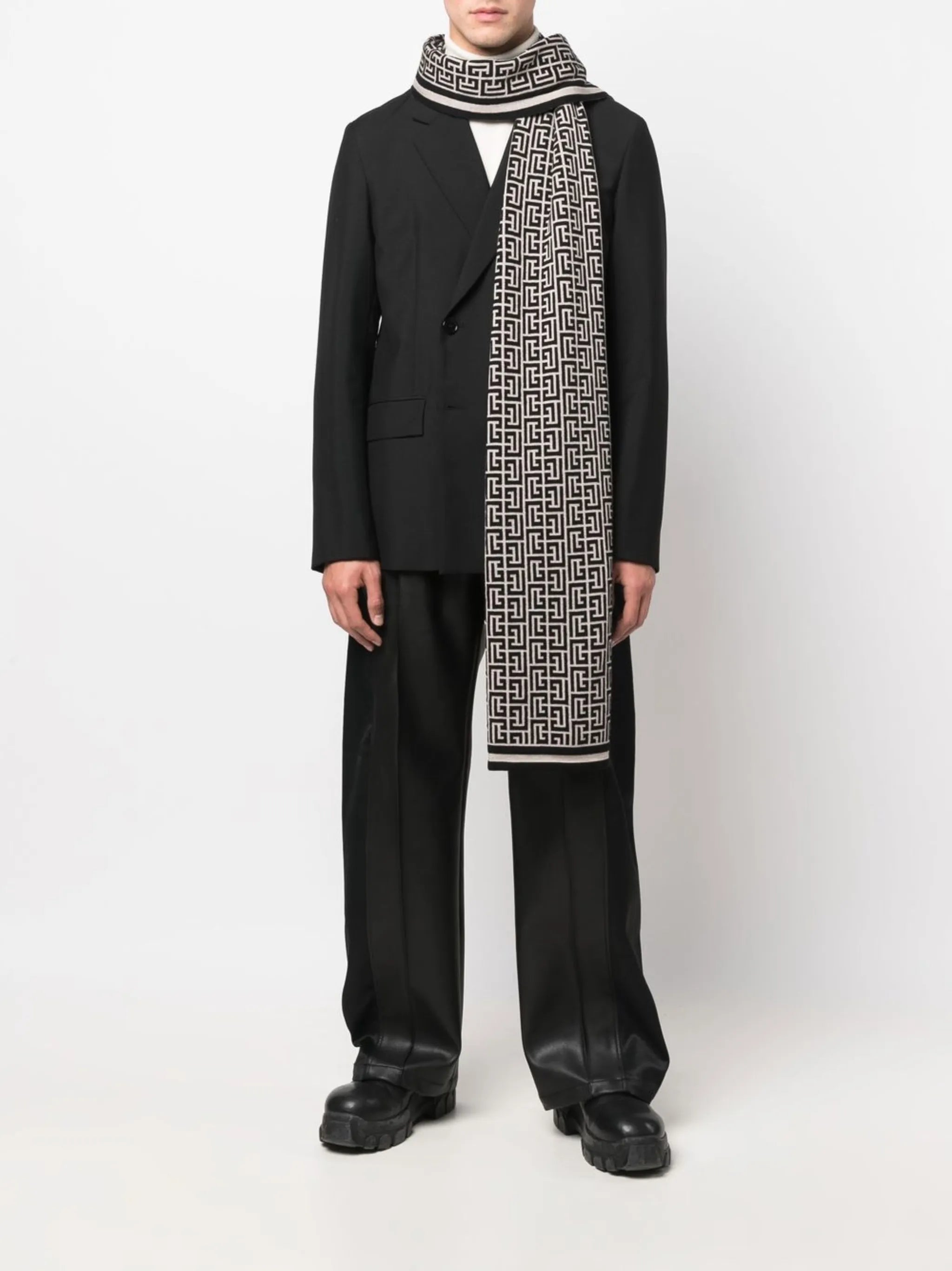 monogram-motif merino scarf