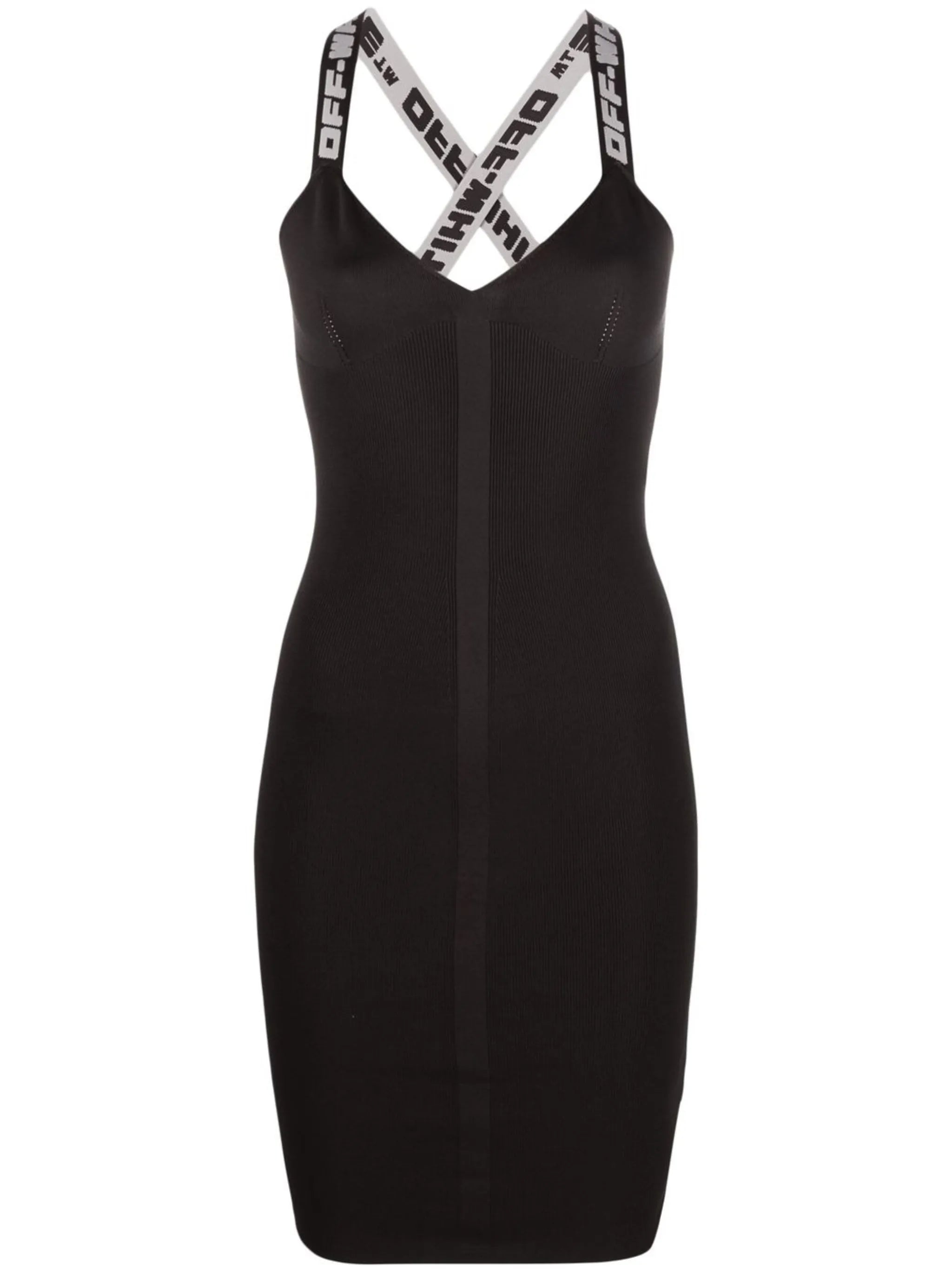 logo straps V-neck mini dress