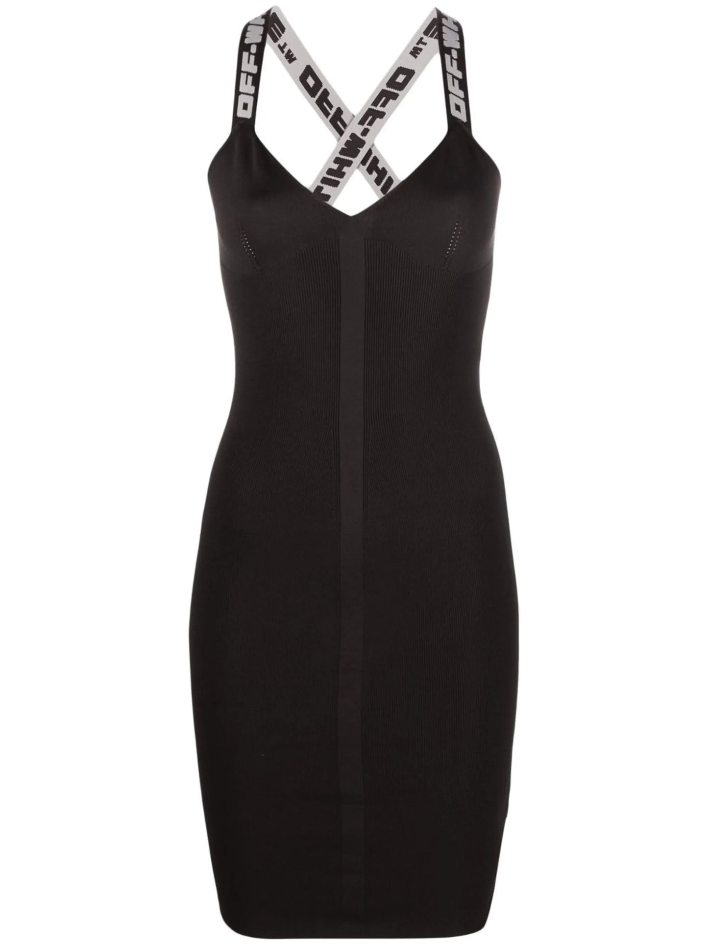 logo straps V-neck mini dress