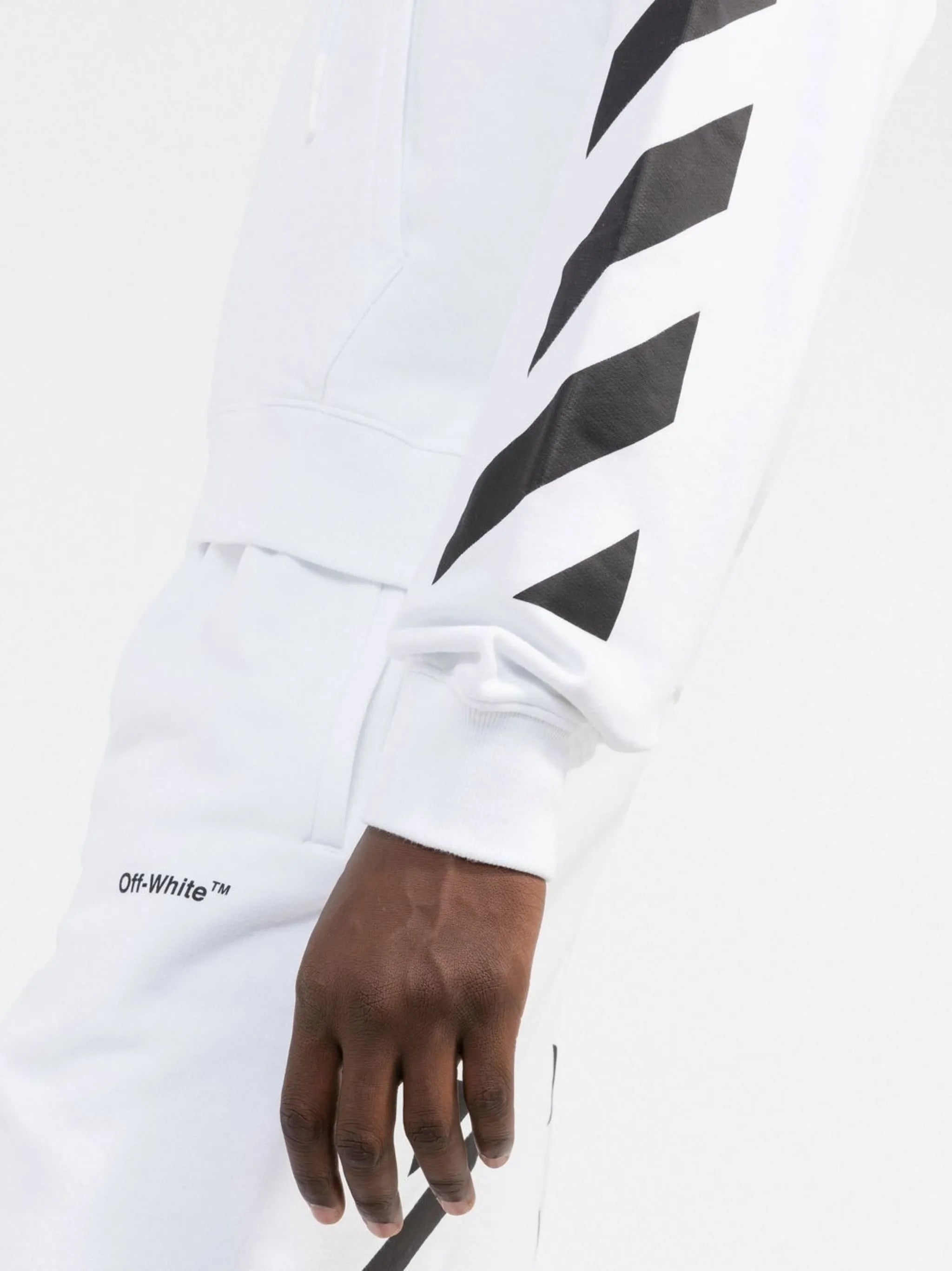 Diag-stripe cotton hoodie