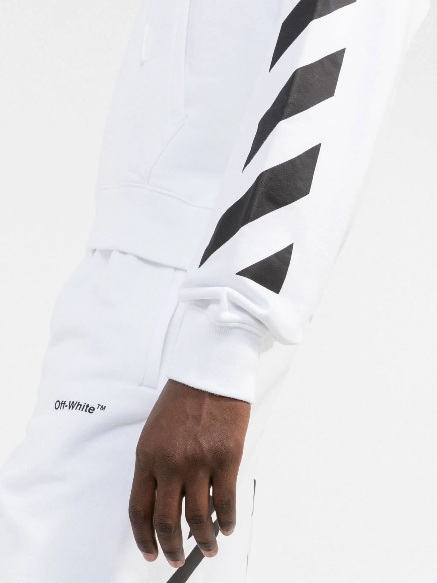 Diag-stripe cotton hoodie