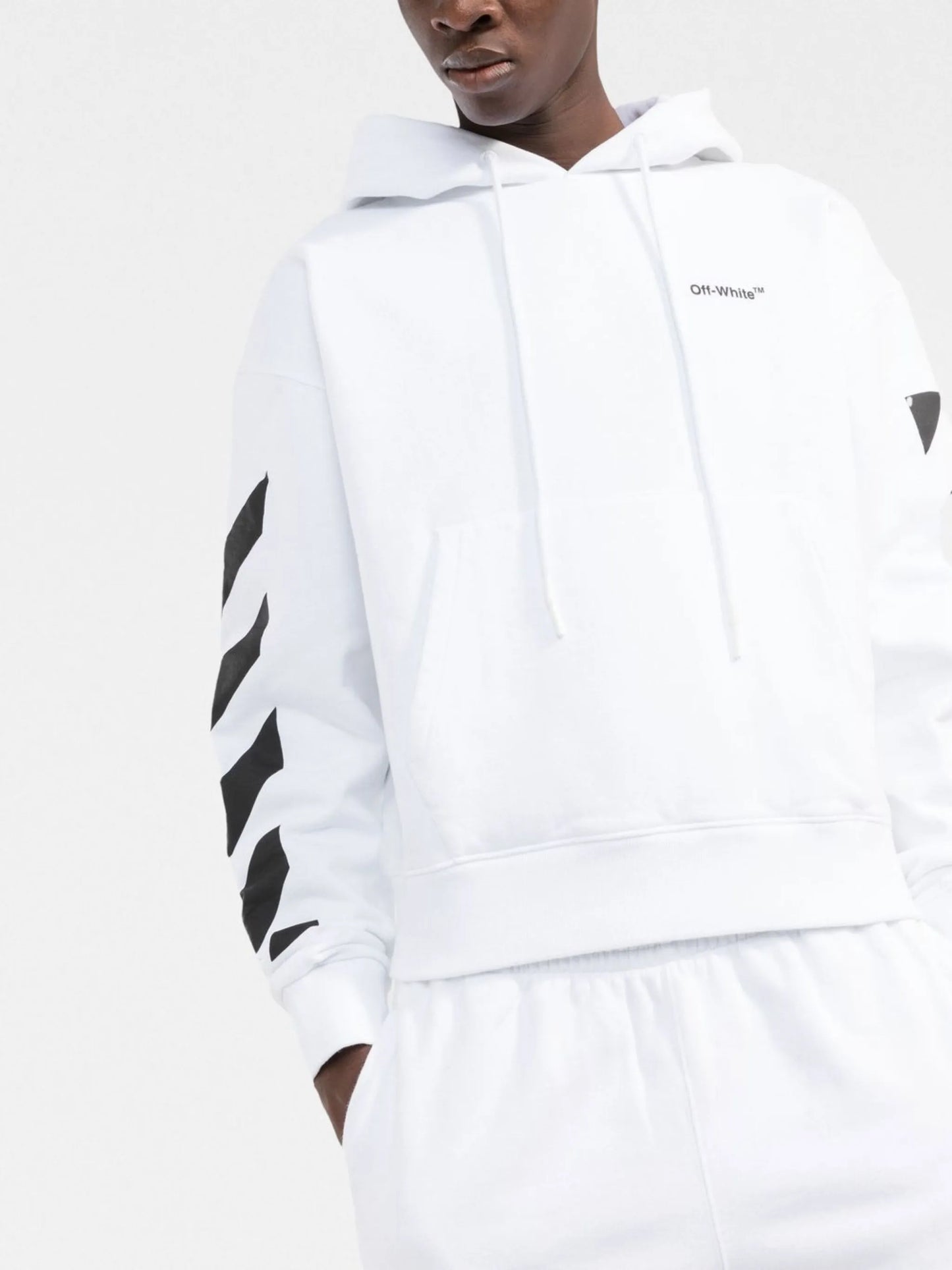 Diag-stripe cotton hoodie