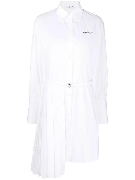 asymmetric pleated shirt dress