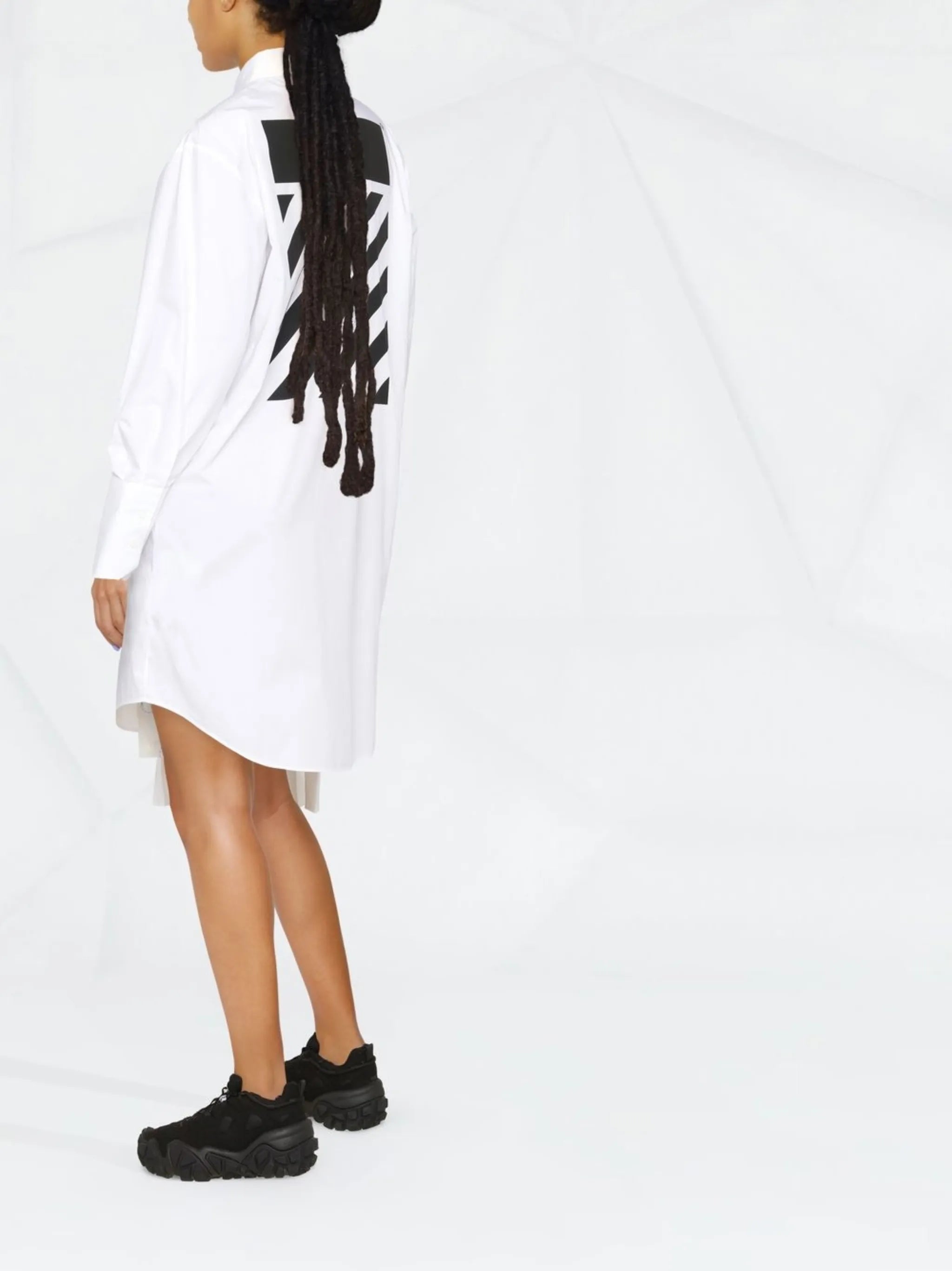 asymmetric pleated shirt dress