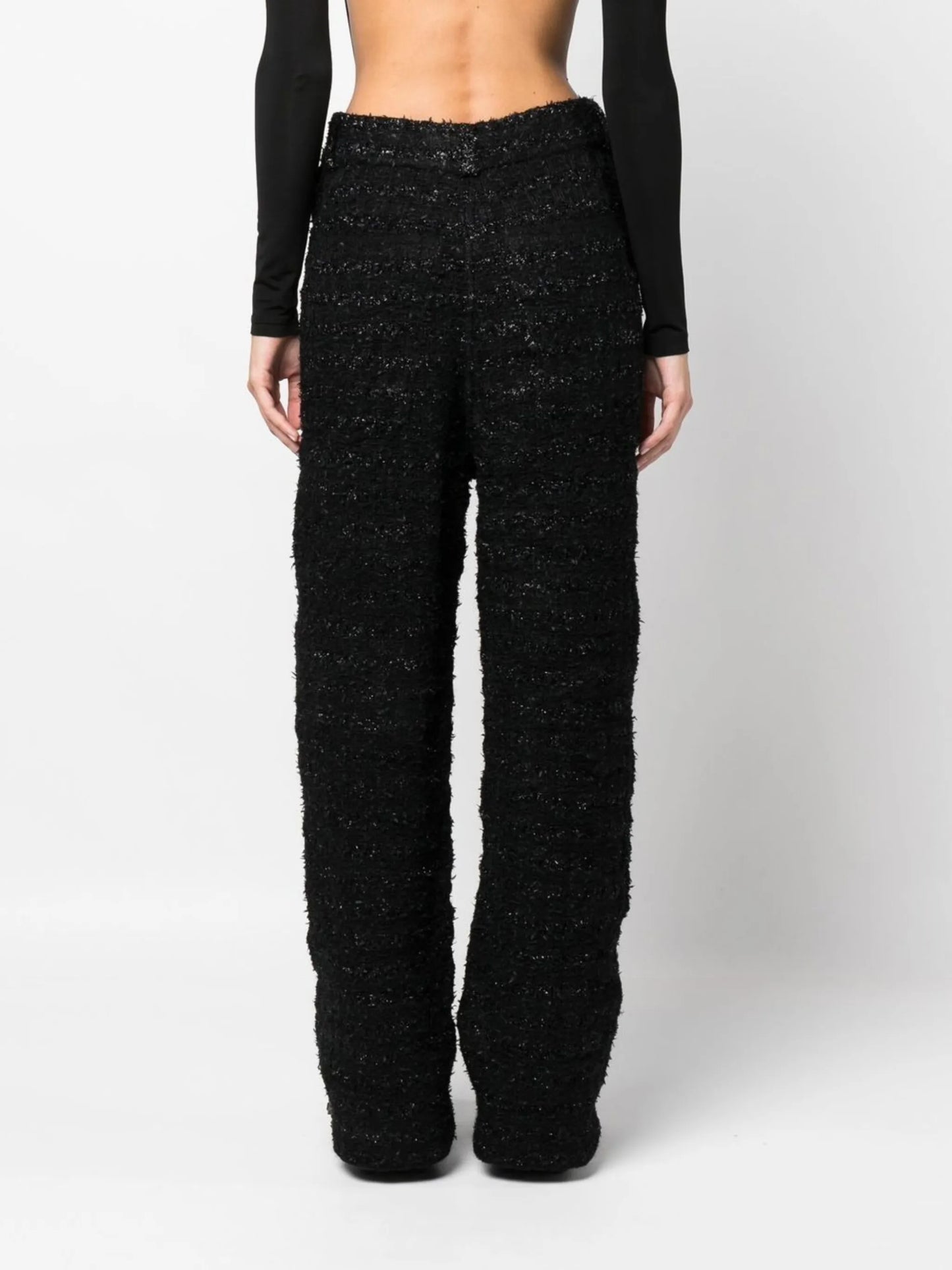 tweed straight-leg cut trousers