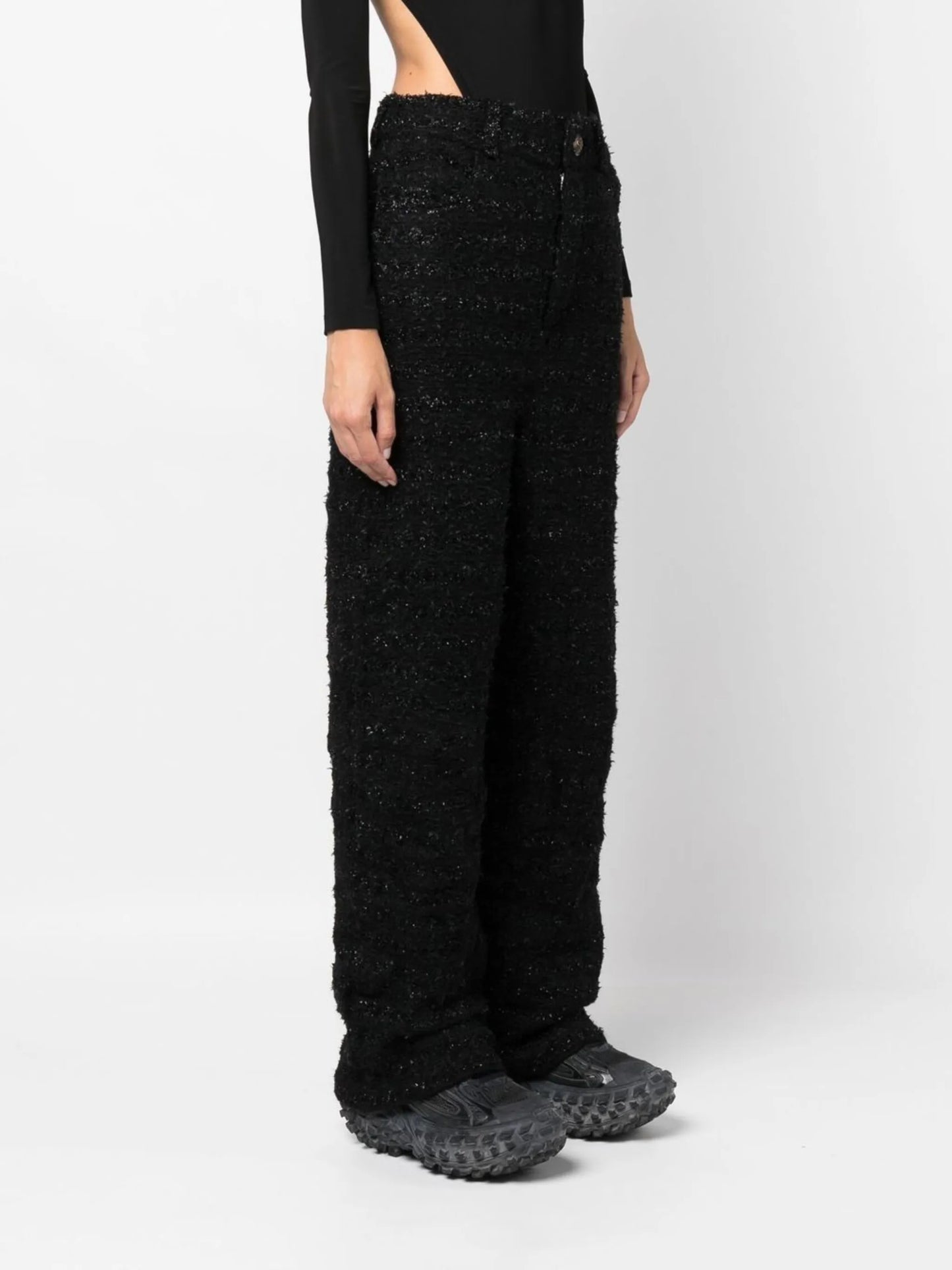 tweed straight-leg cut trousers