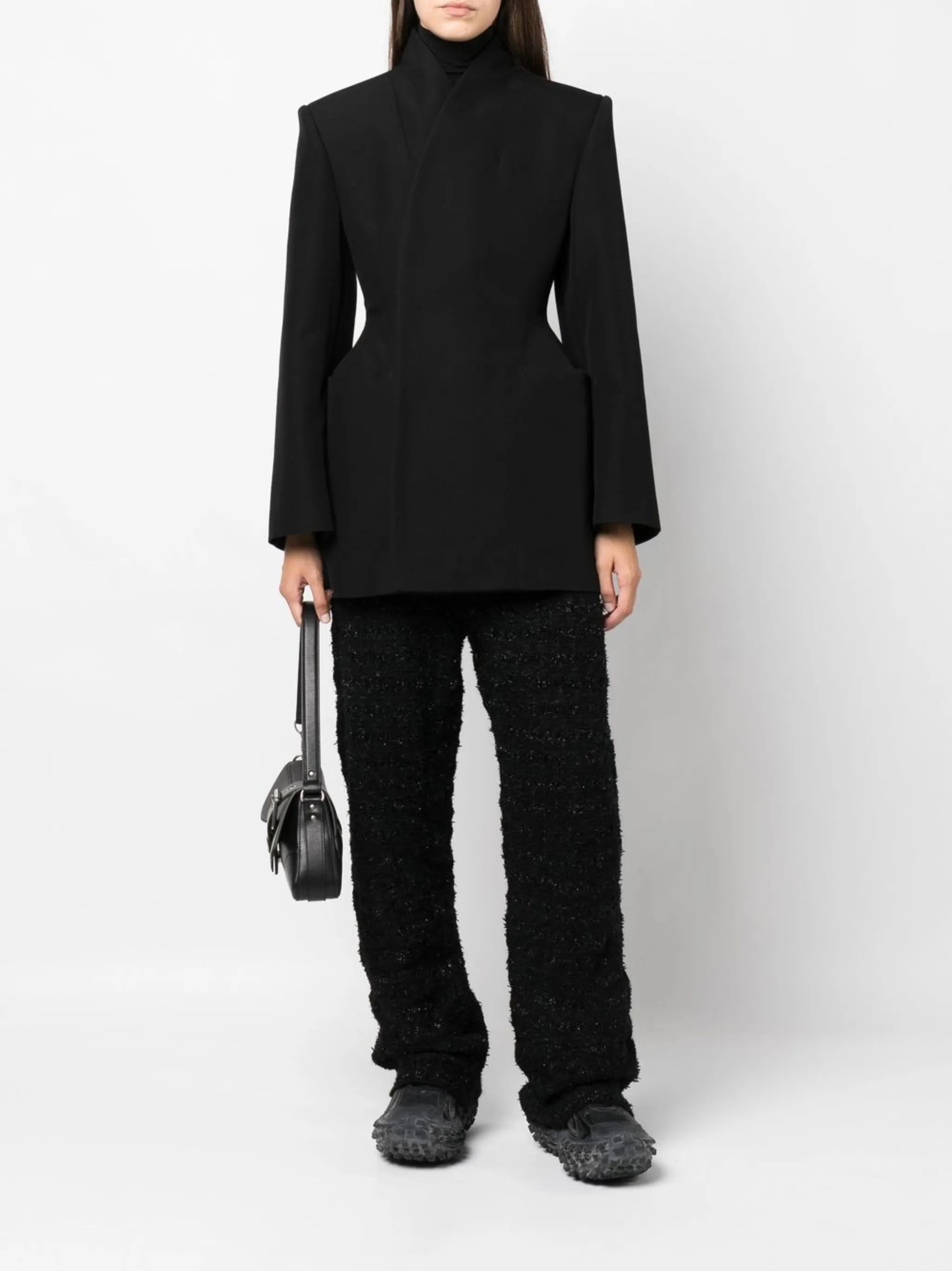 tweed straight-leg cut trousers