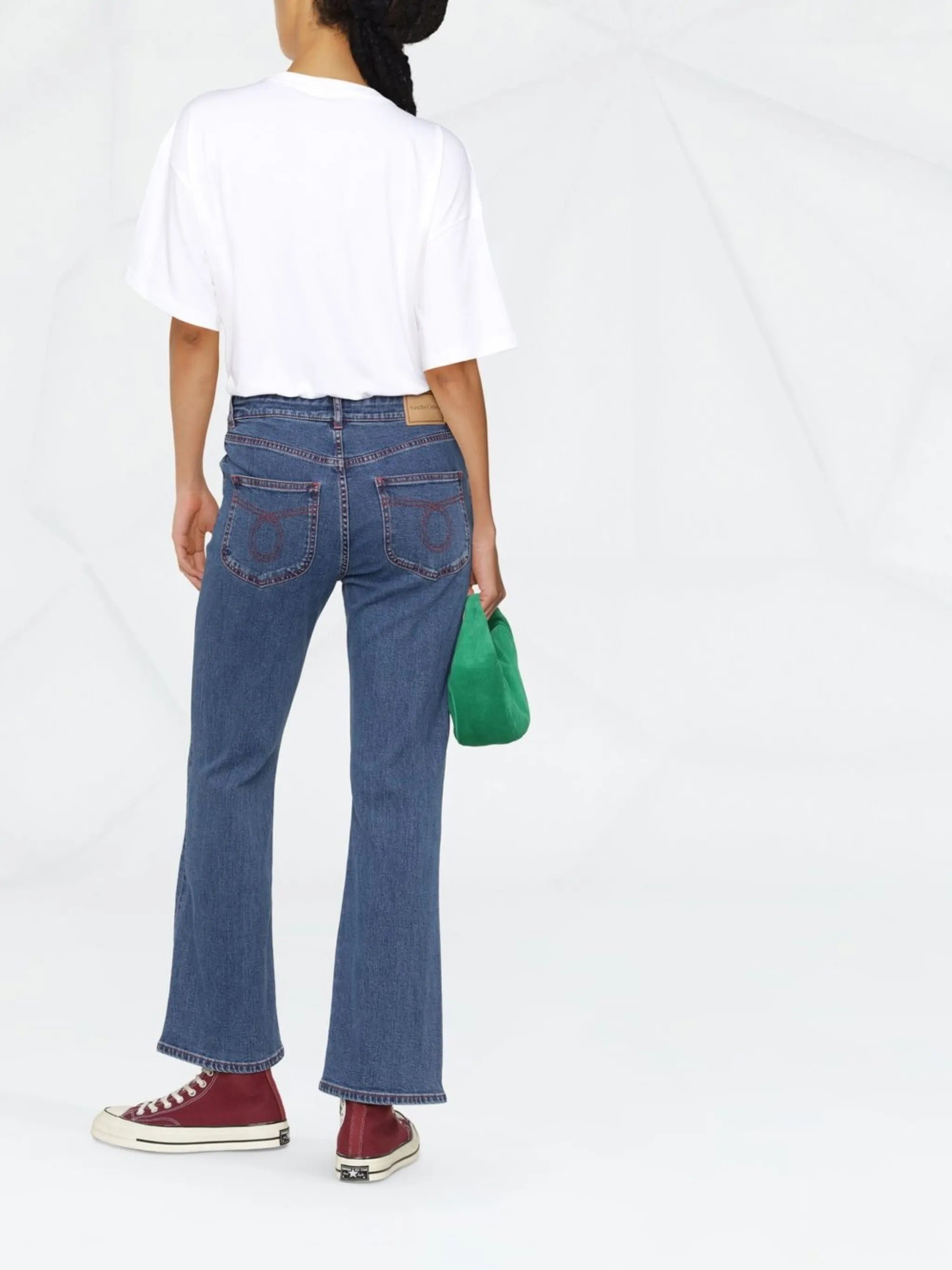 logo-patch flared jeans