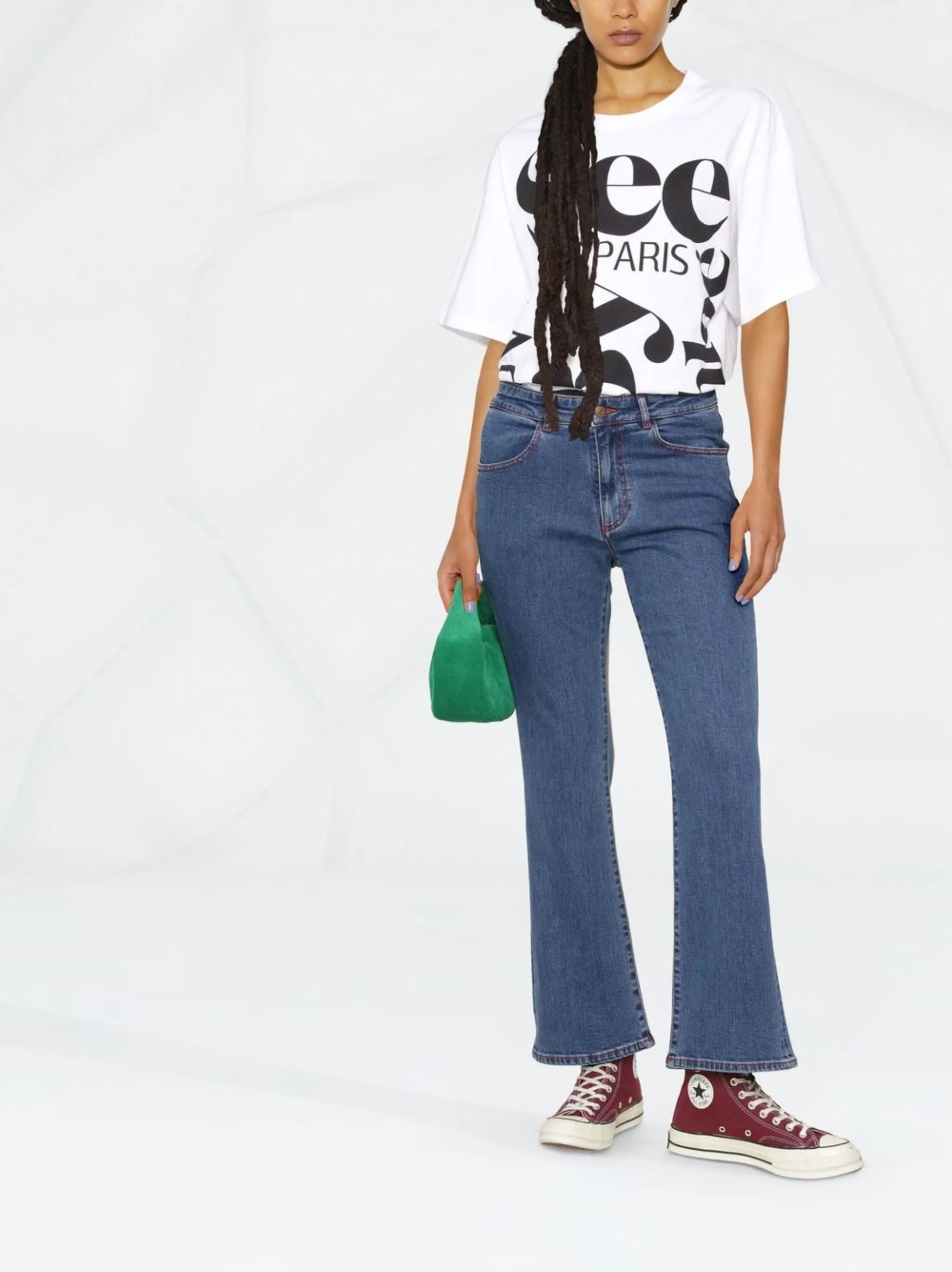 logo-patch flared jeans