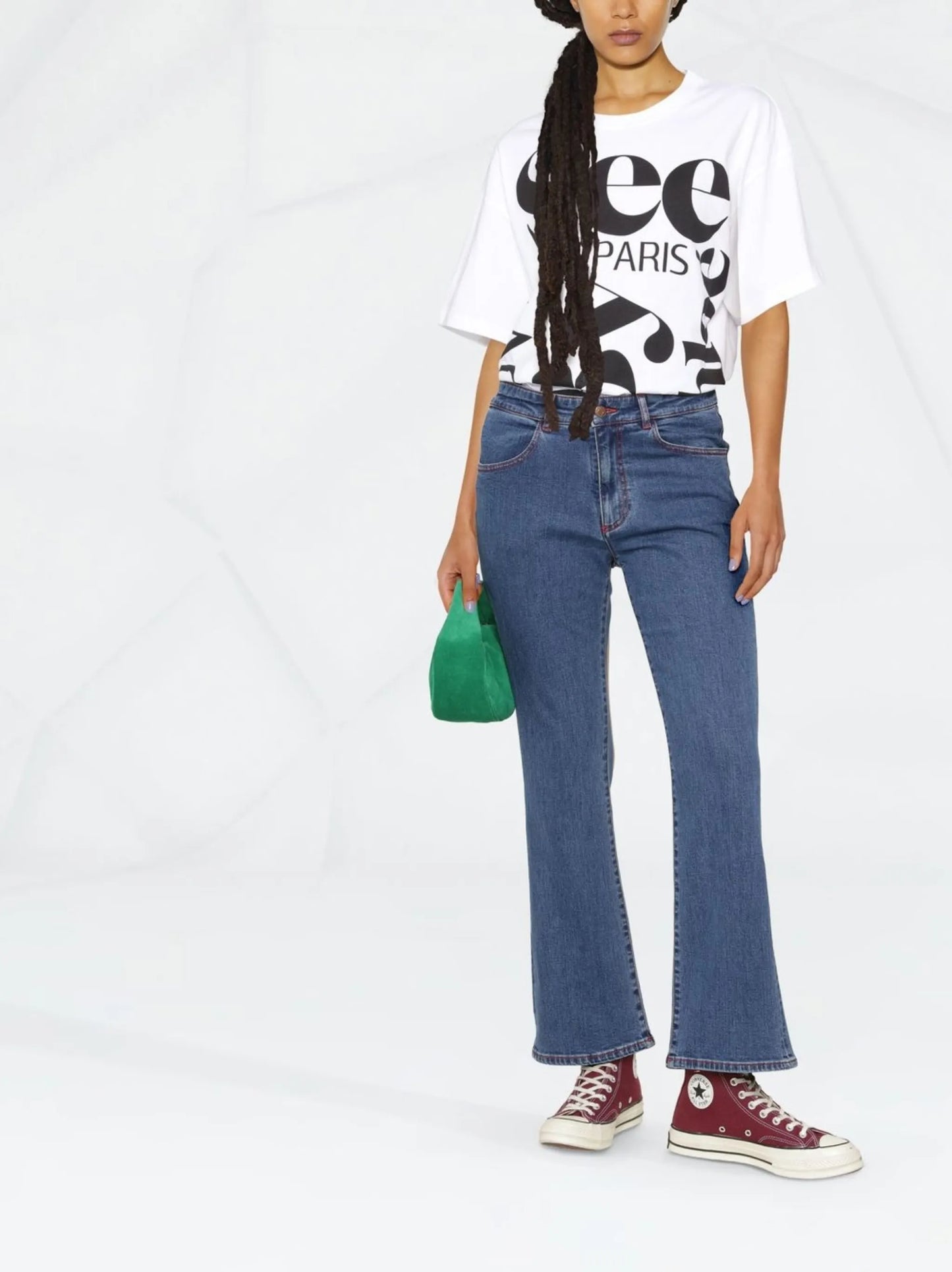 logo-patch flared jeans