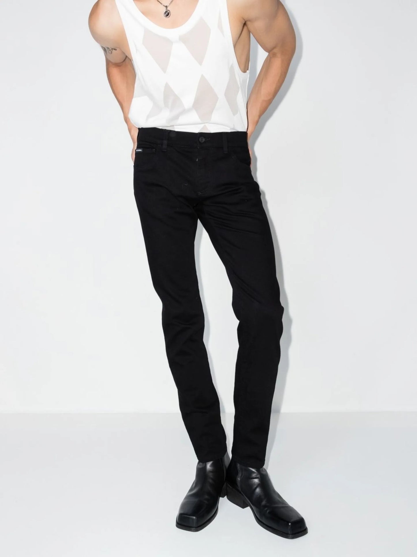 logo-patch slim-fit jeans