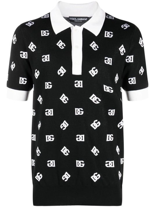 monogram knitted polo shirt