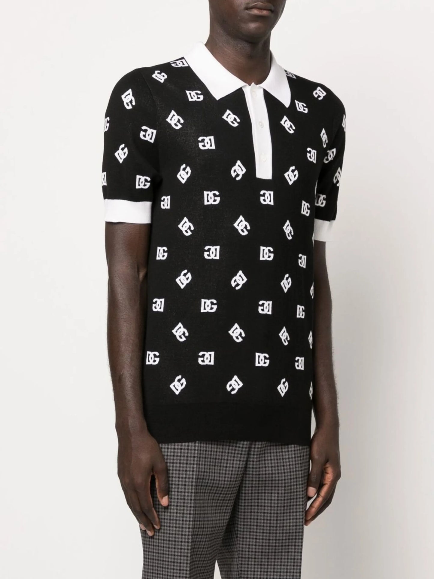 monogram knitted polo shirt