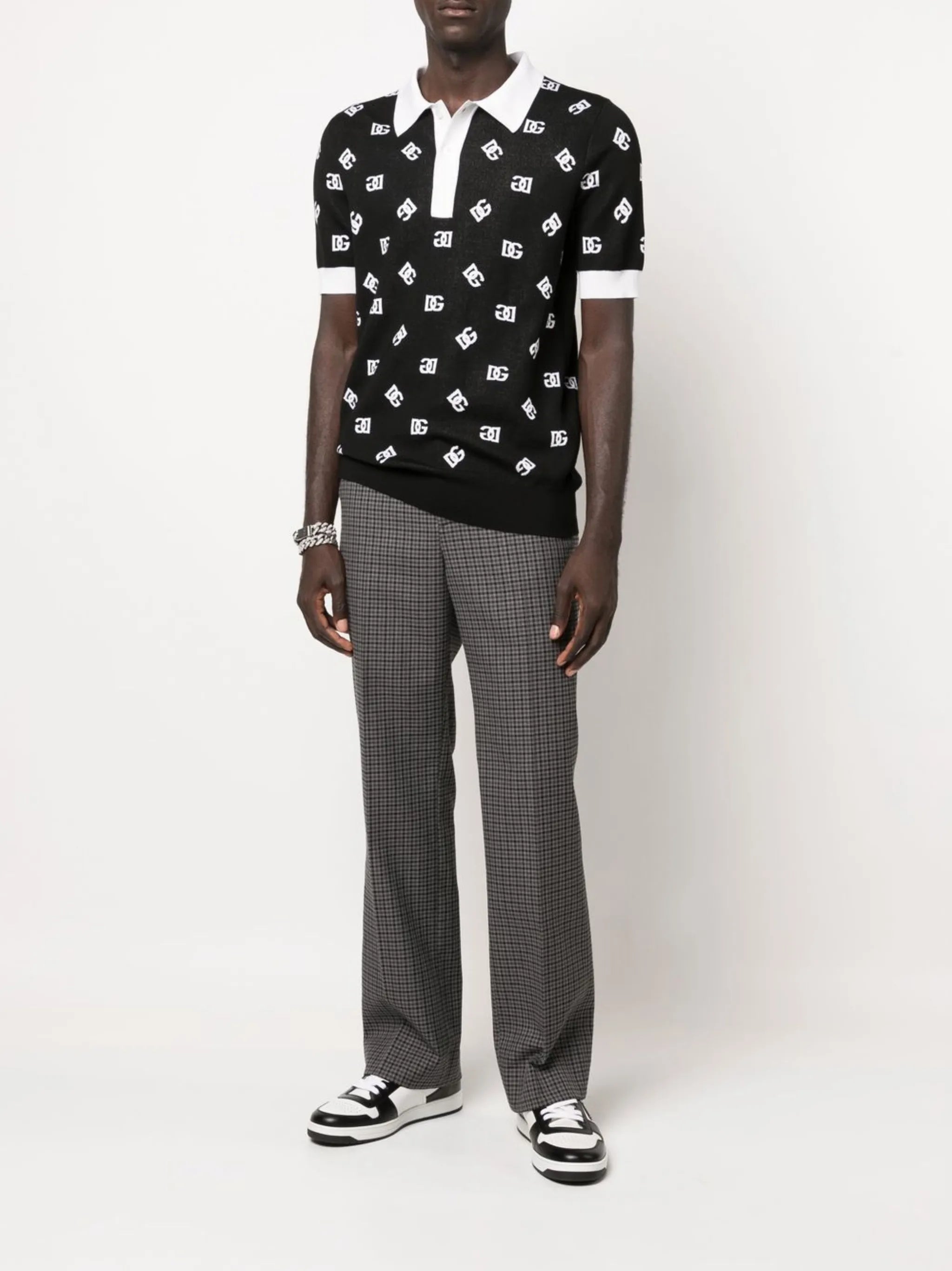 monogram knitted polo shirt
