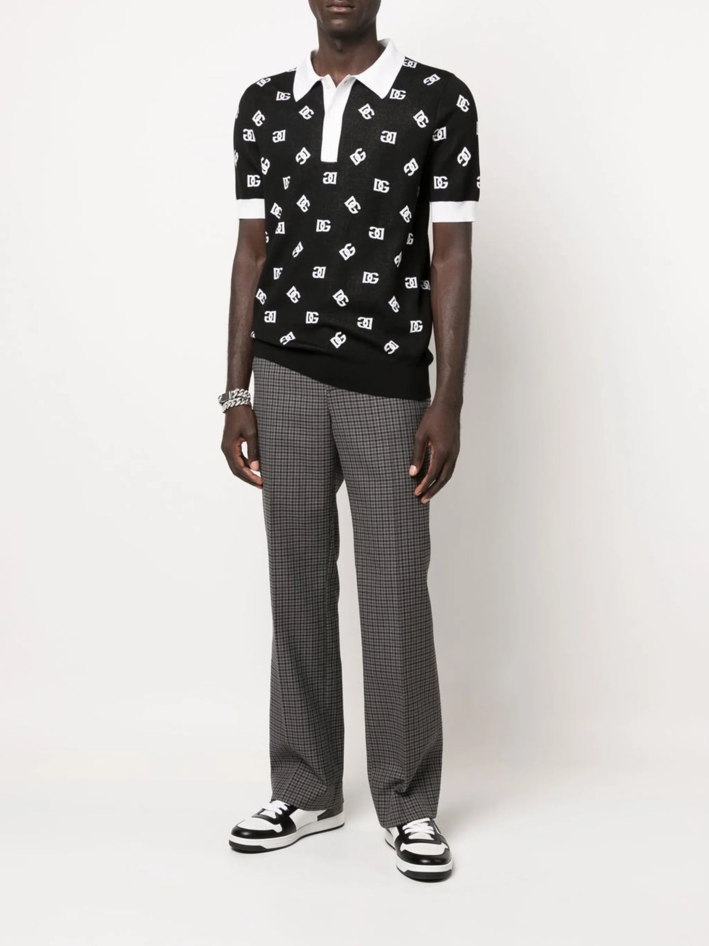 monogram knitted polo shirt