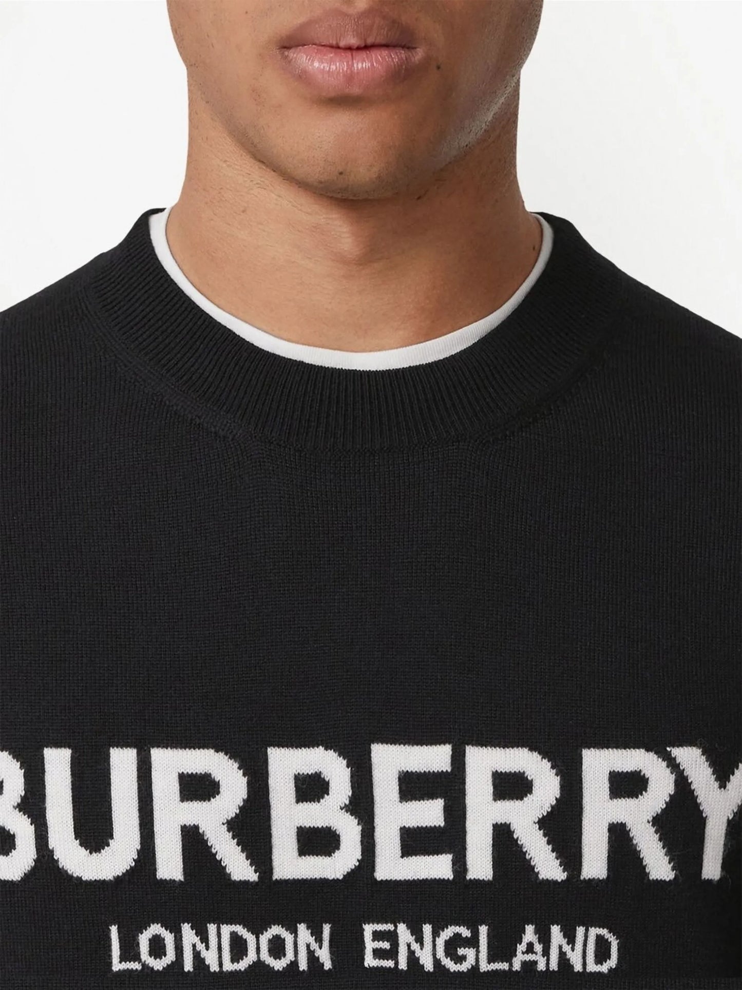 logo-intarsia wool jumper