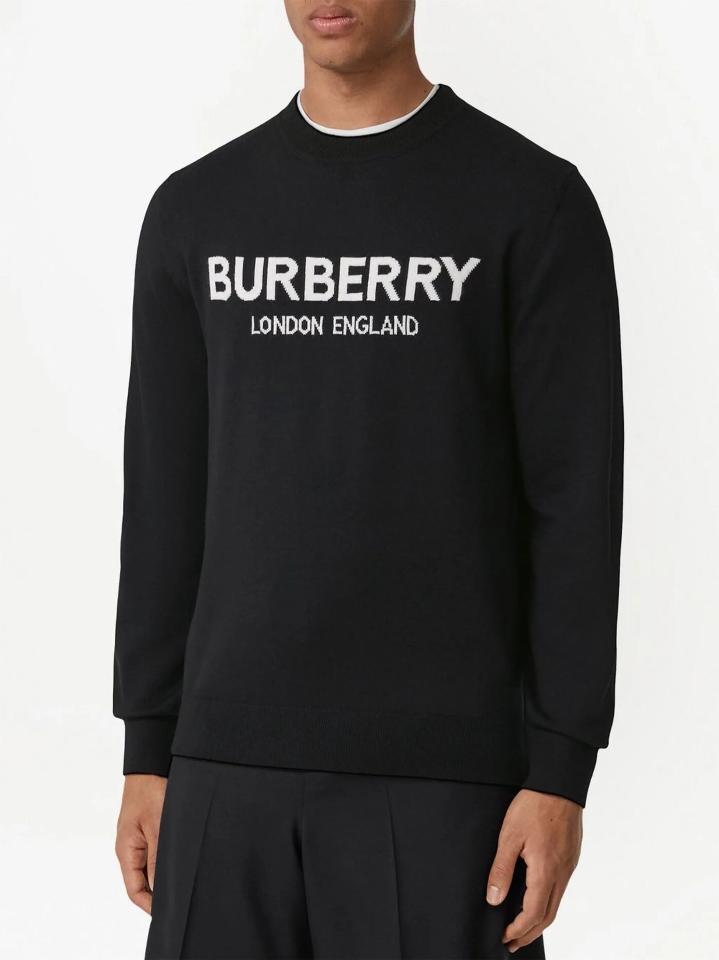 logo-intarsia wool jumper