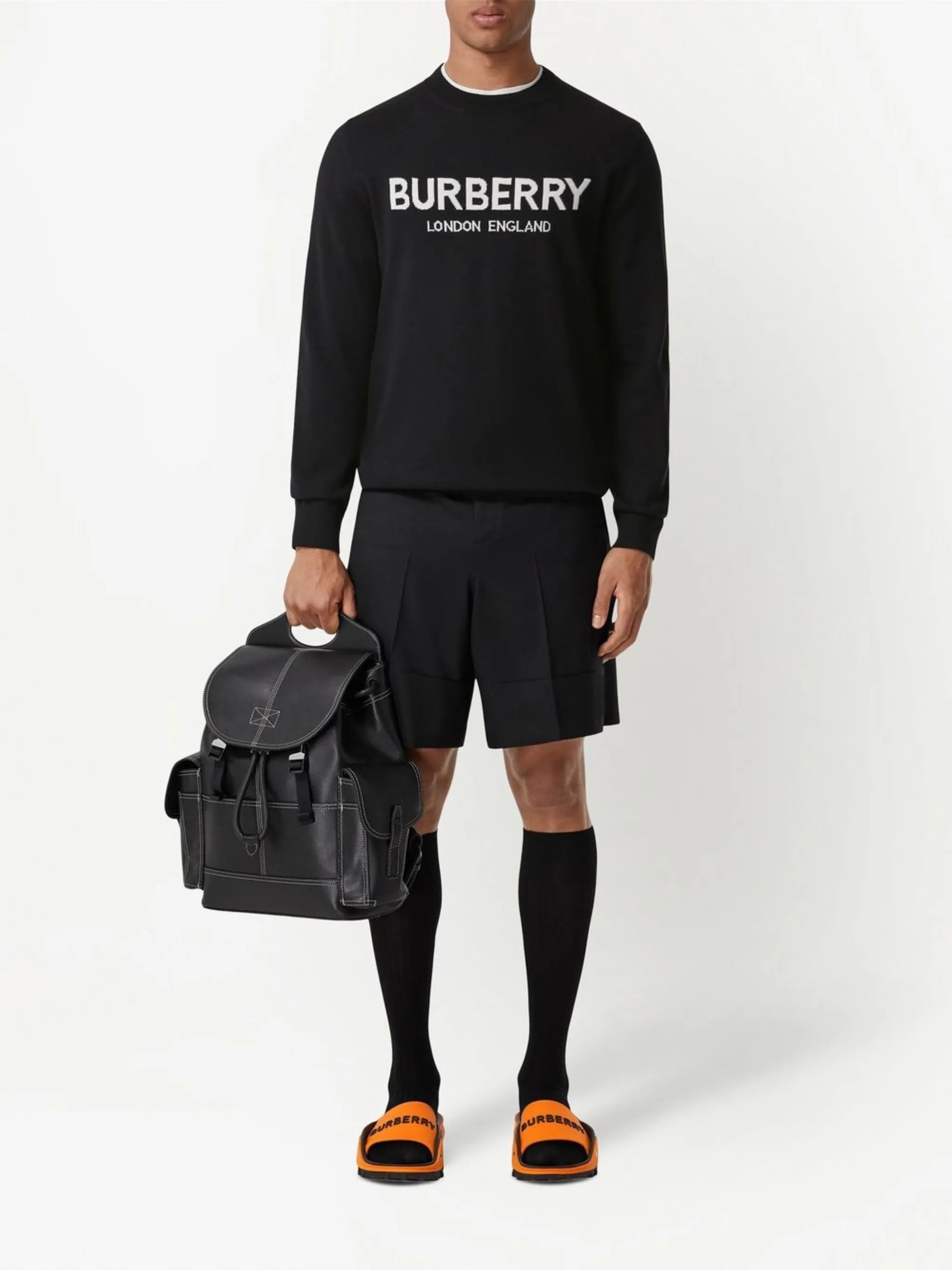 logo-intarsia wool jumper