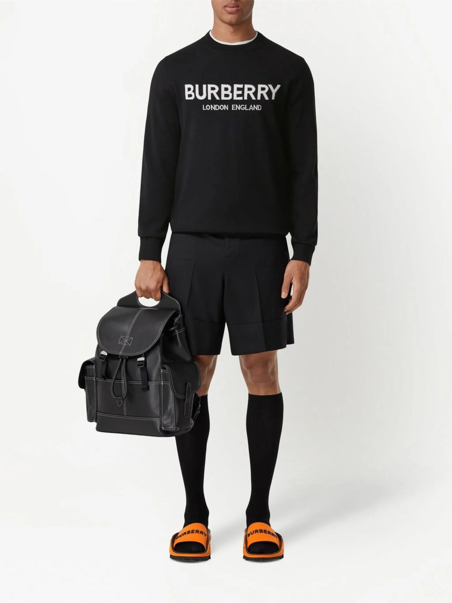 logo-intarsia wool jumper