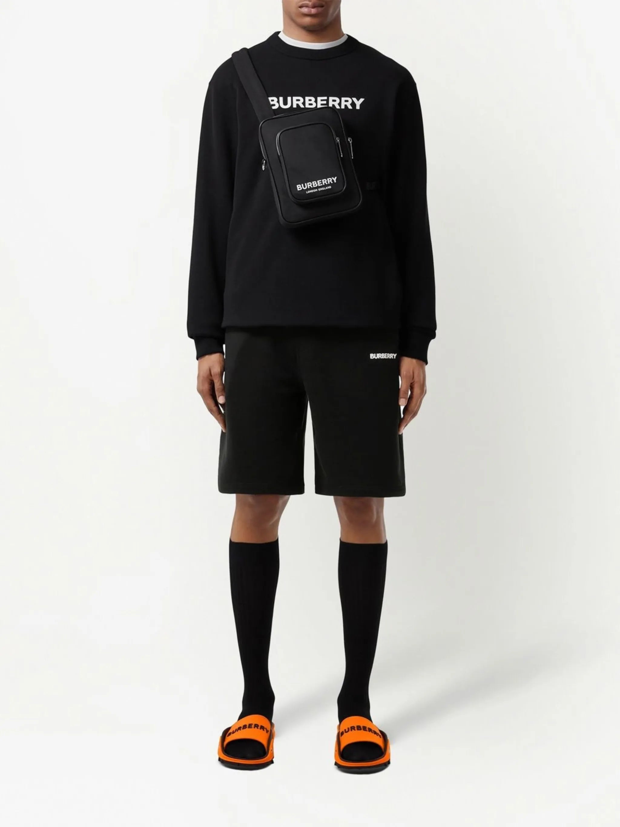 logo-print track shorts