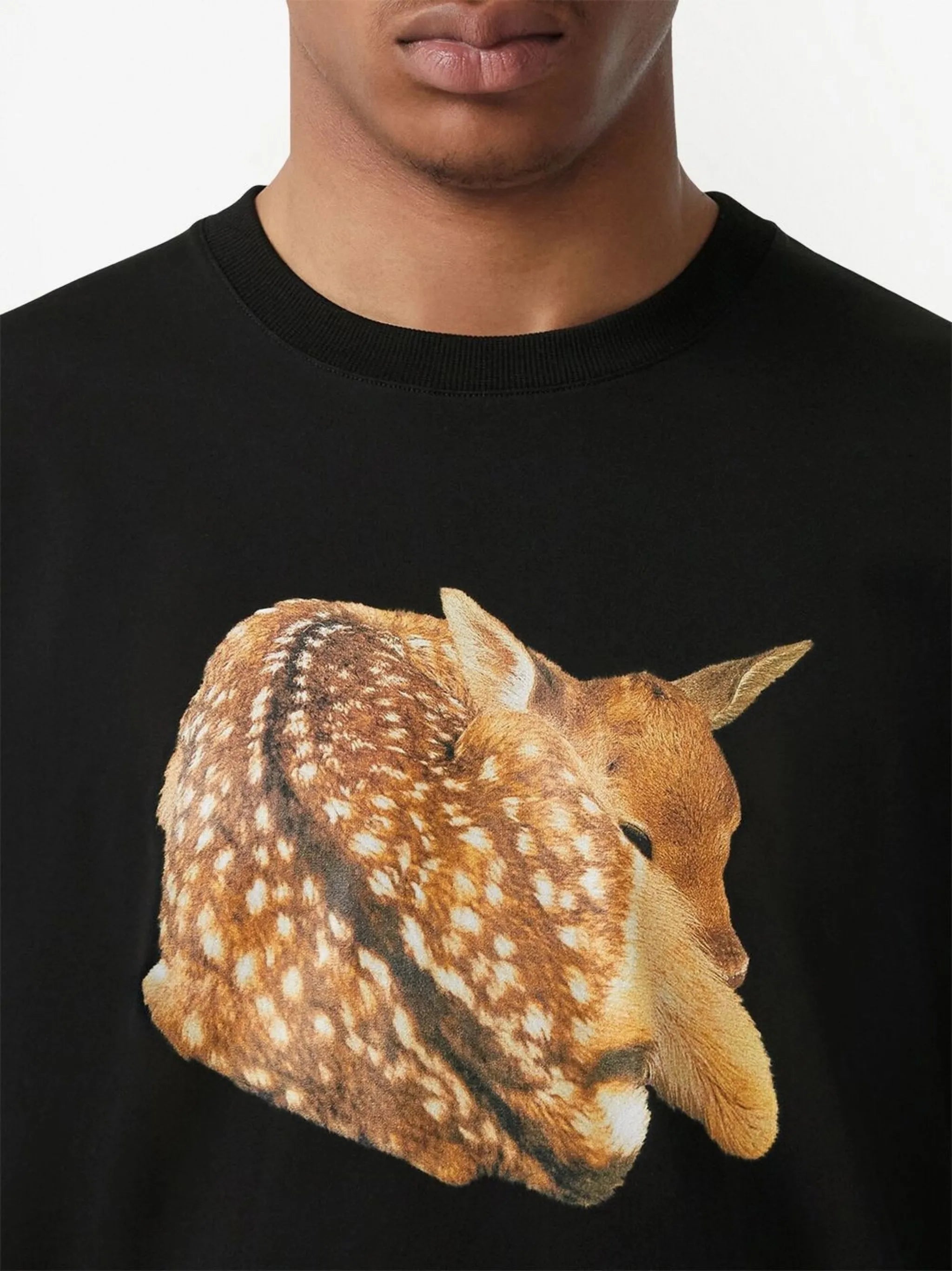 deer-print cotton T-shirt