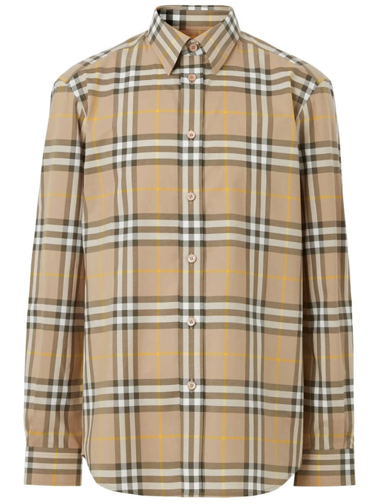 check-pattern cotton shirt